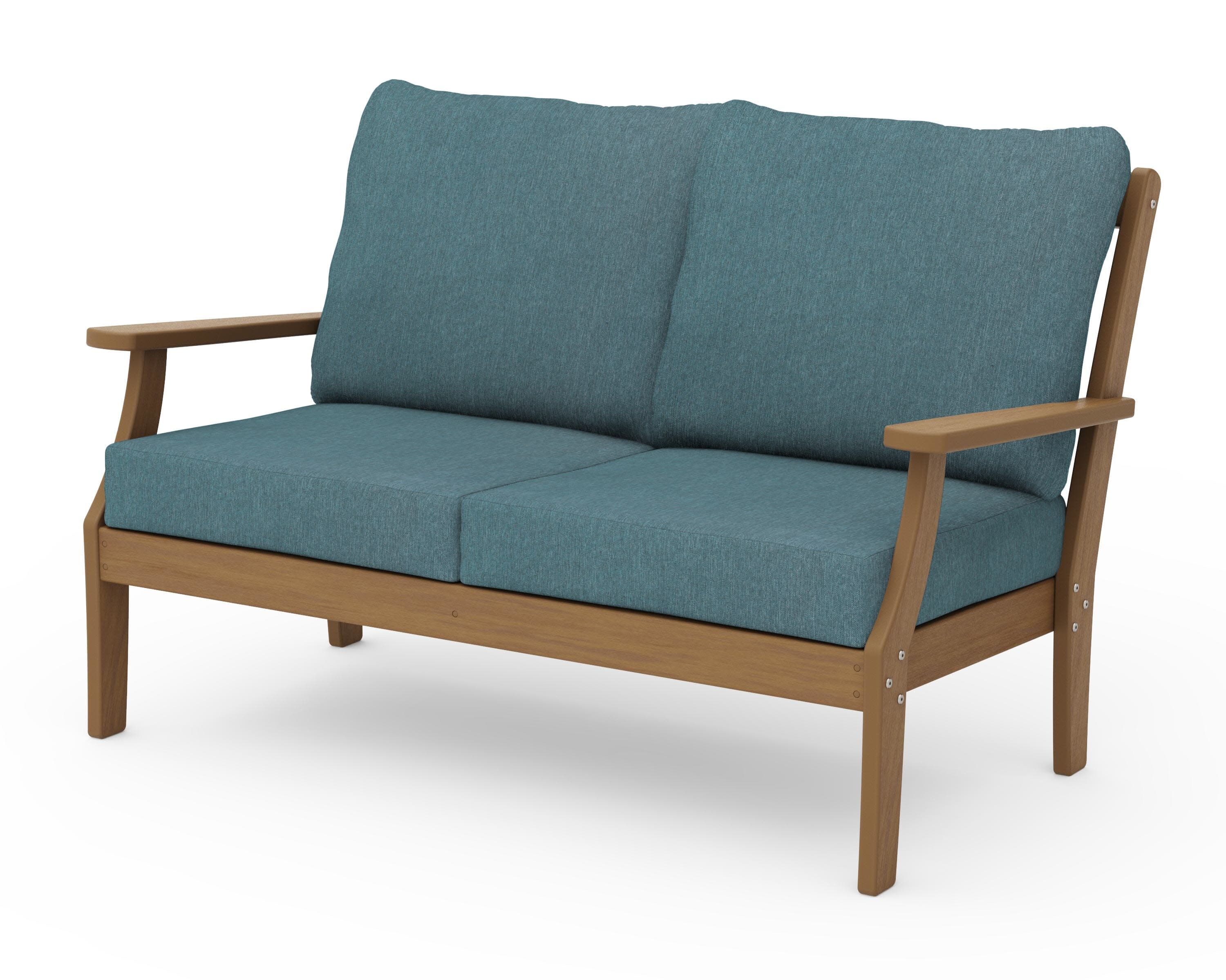 Braxton Deep Seating Loveseat in Natural / Ocean Teal