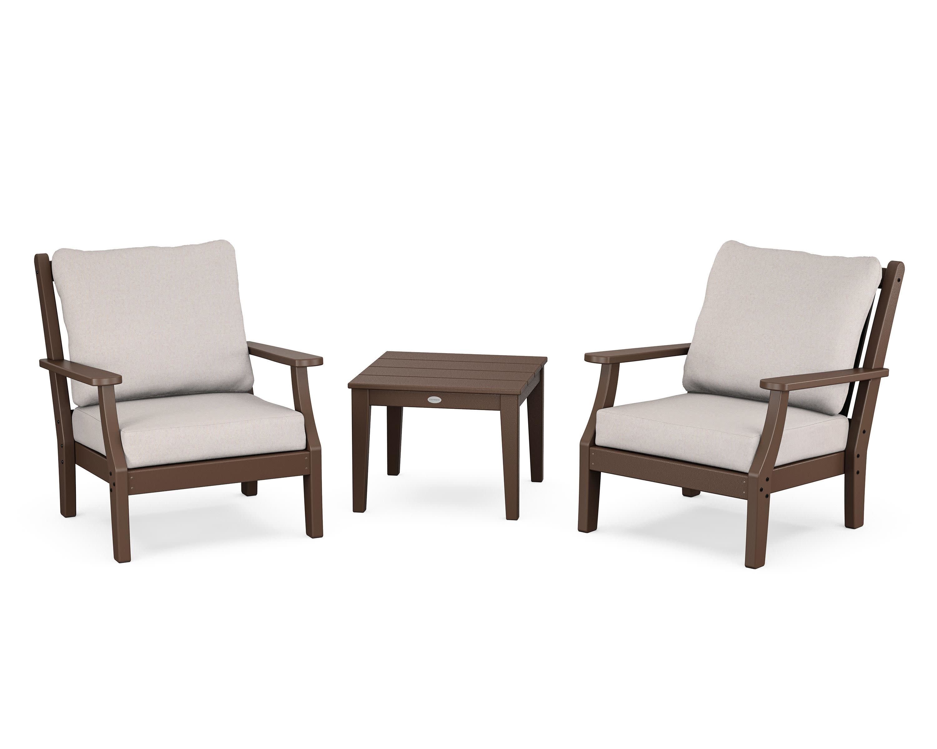 Wovendale 3-Piece Deep Seating Set in Mahogany / Dune Burlap