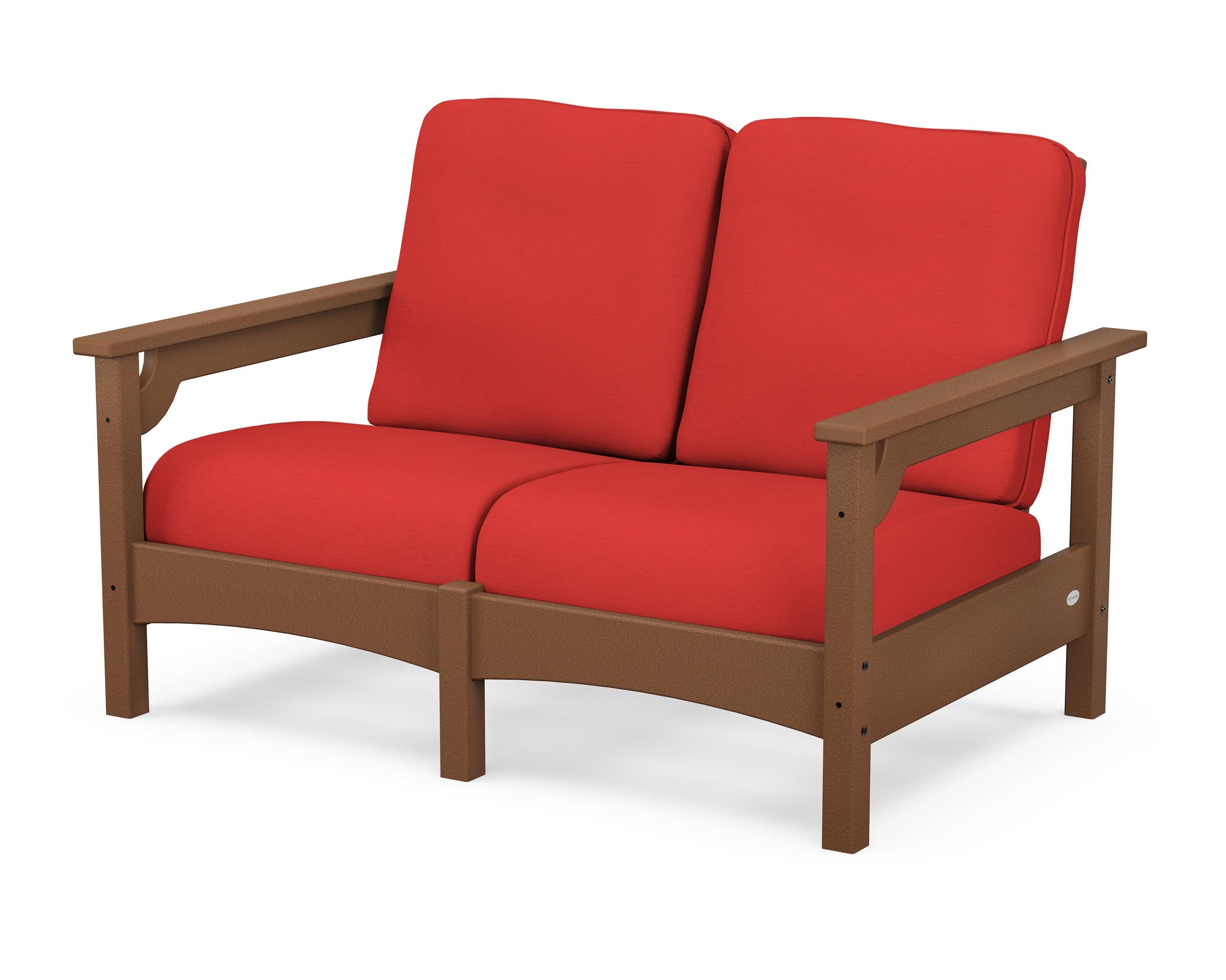 Club Loveseat in Teak / Crimson Linen