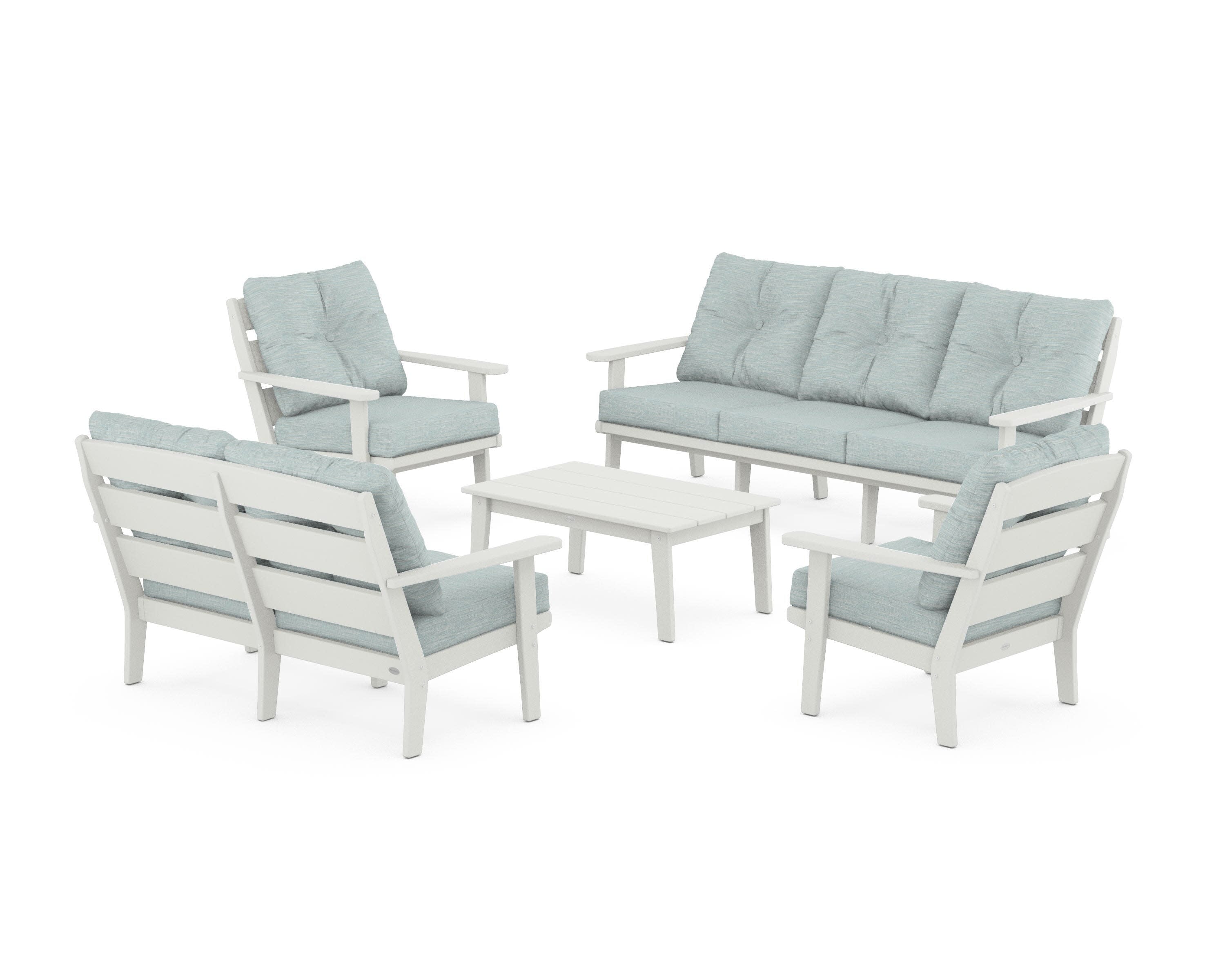 Lakeside 5-Piece Lounge Sofa Set in Vintage White / Soothe Mist