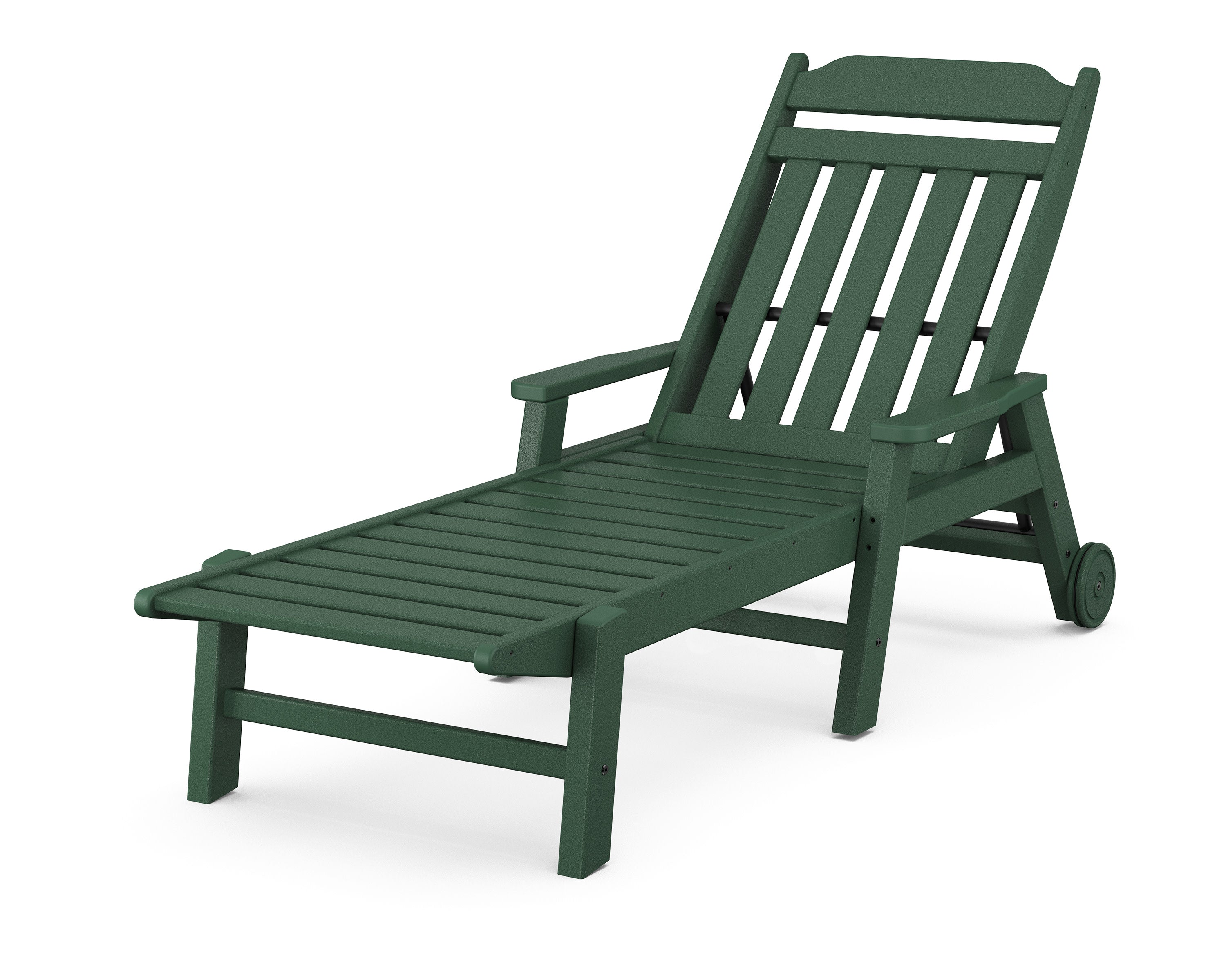 Cottage Chaise with Arms and Wheels in Green