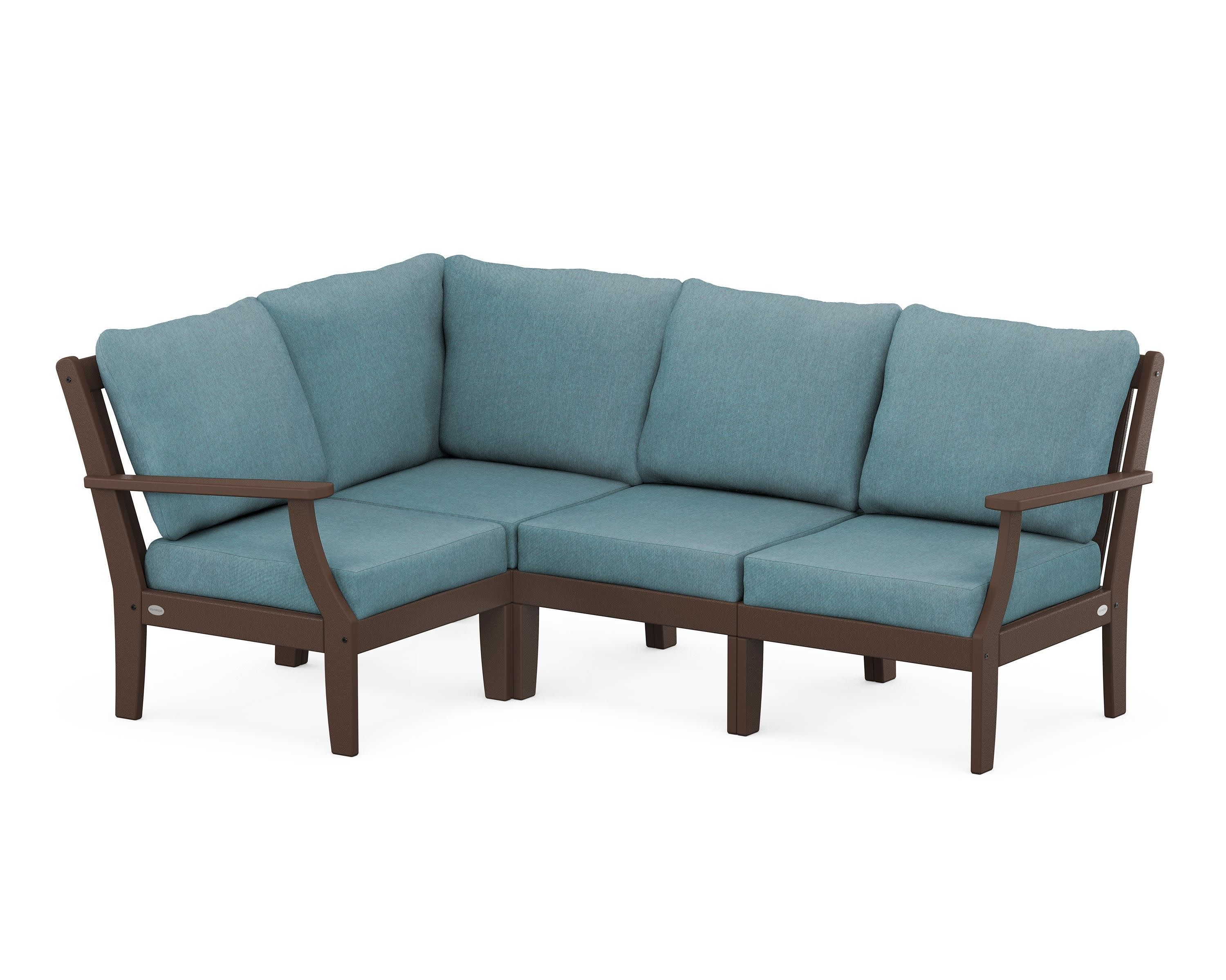 Braxton Modular 4-Piece Deep Seating Set in Mahogany / Ocean Teal