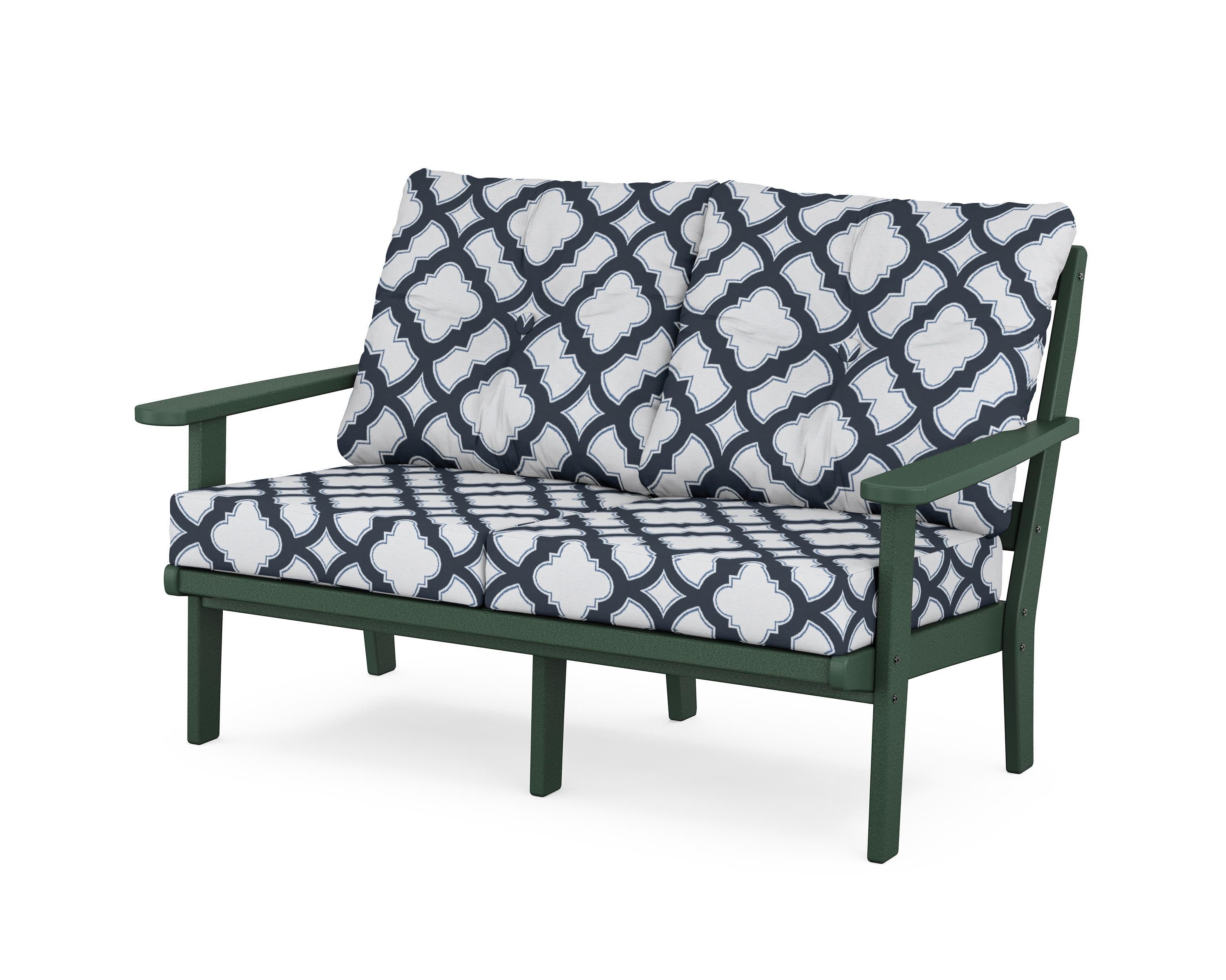 Mission Deep SeatingLoveseat in Green / Trellis Marine Indigo