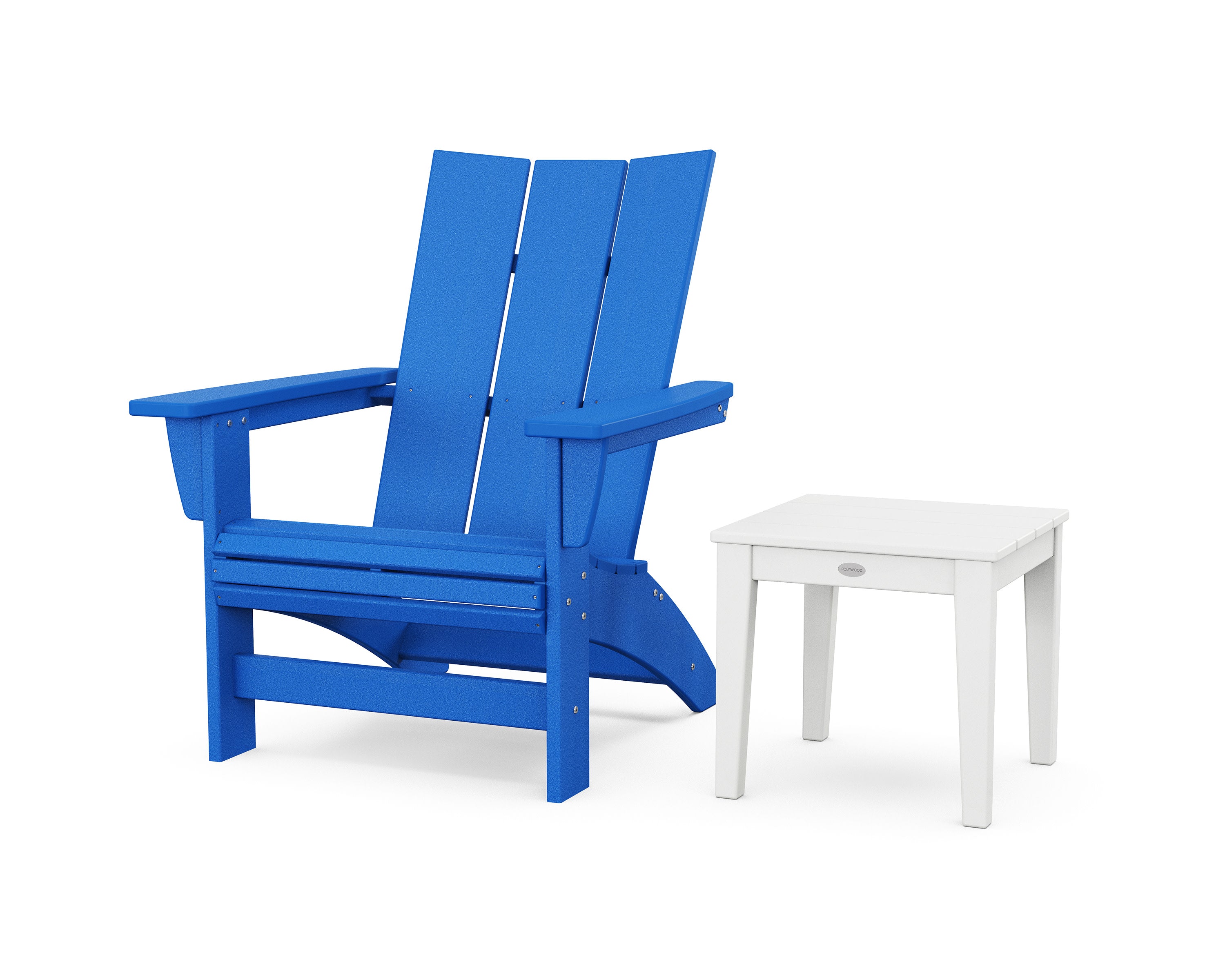 Modern Grand Adirondack Chair with Side Table in Pacific Blue / White