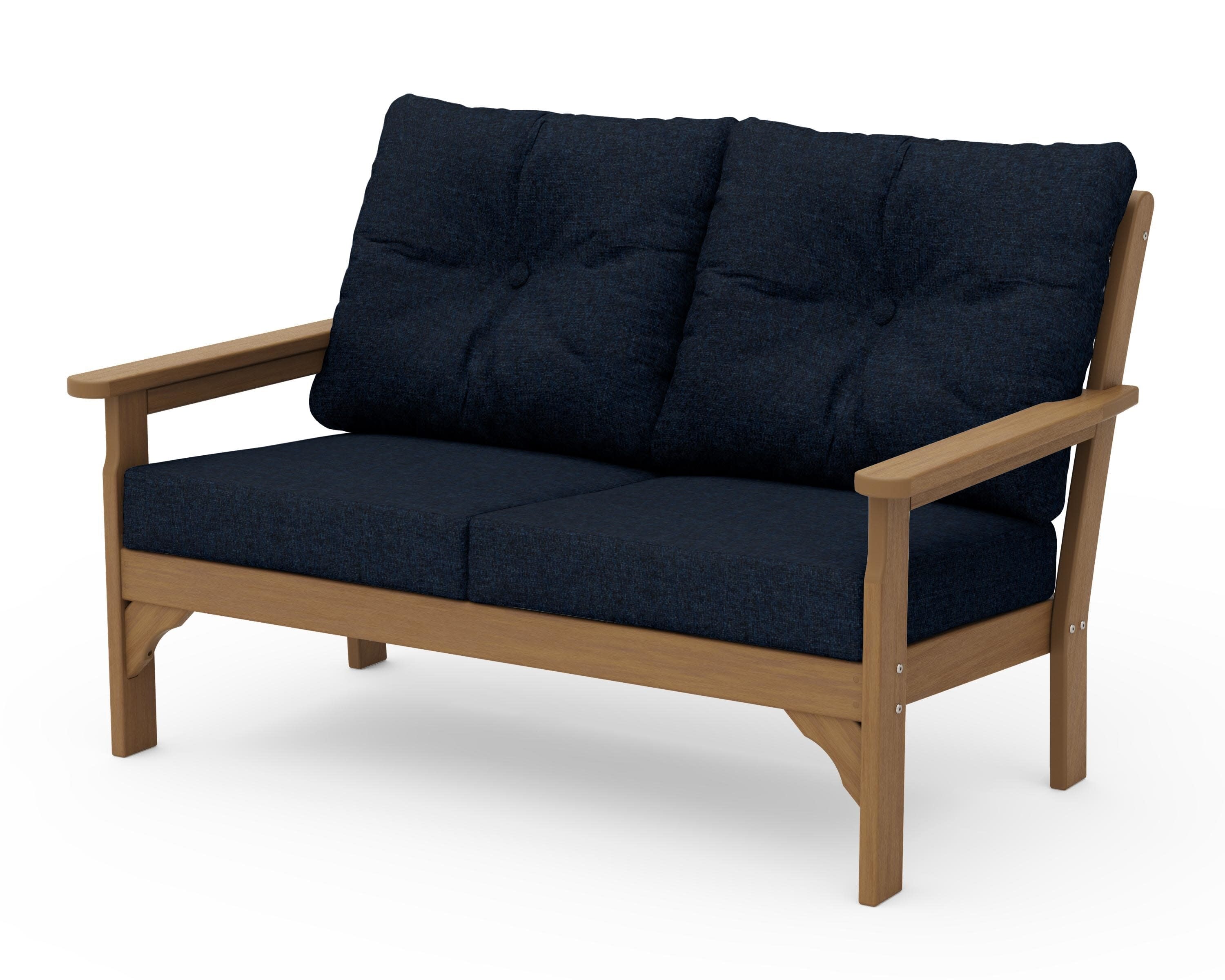 Vineyard Deep Seating Loveseat in Natural / Marine Indigo