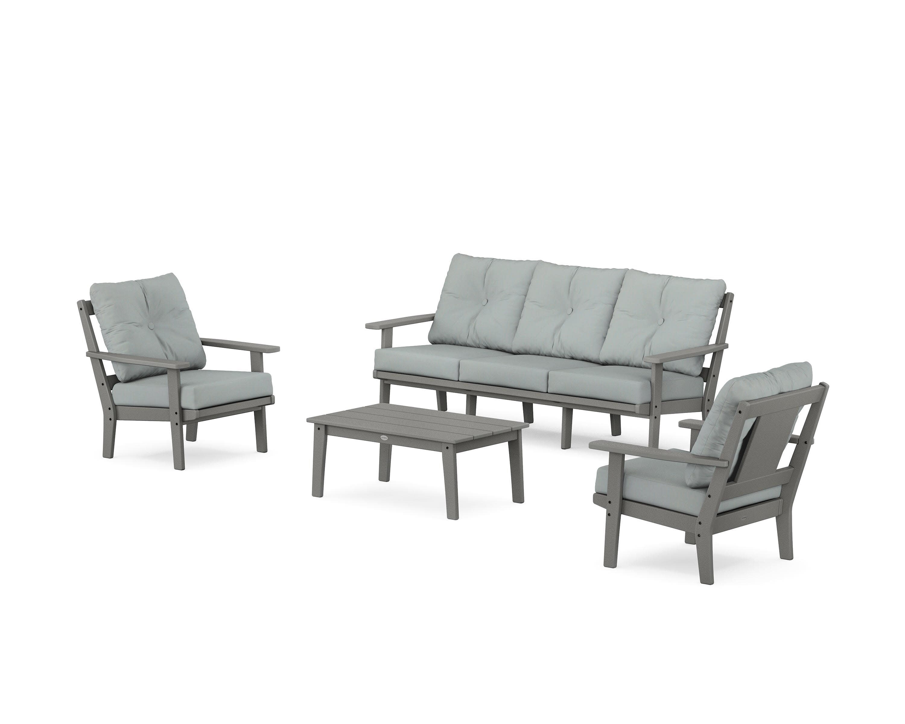 Prairie 4-Piece Deep Seating Set with Sofa in Slate Grey / Spa