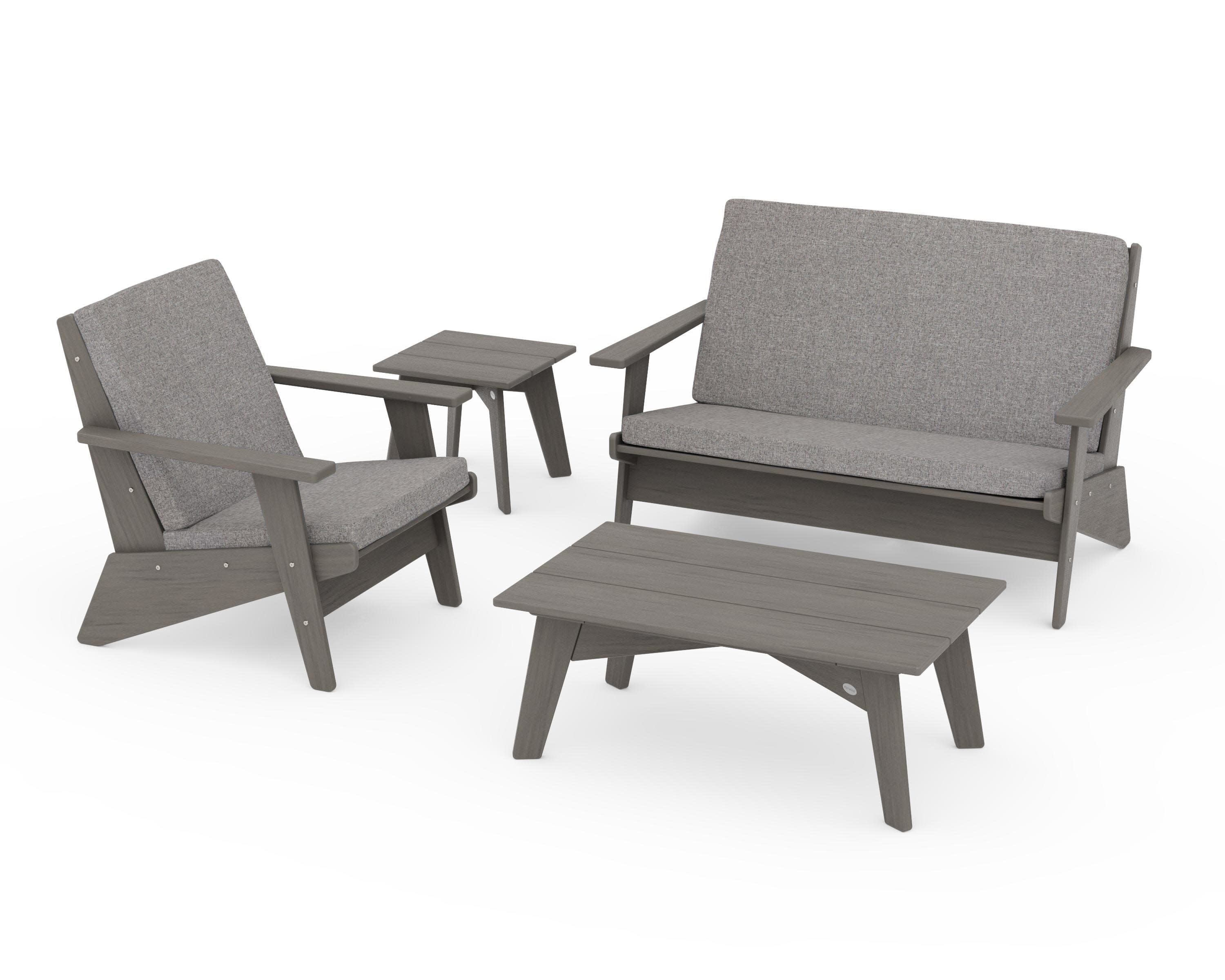 Riviera Modern Lounge 4-Piece Set in Driftwood / Grey Mist