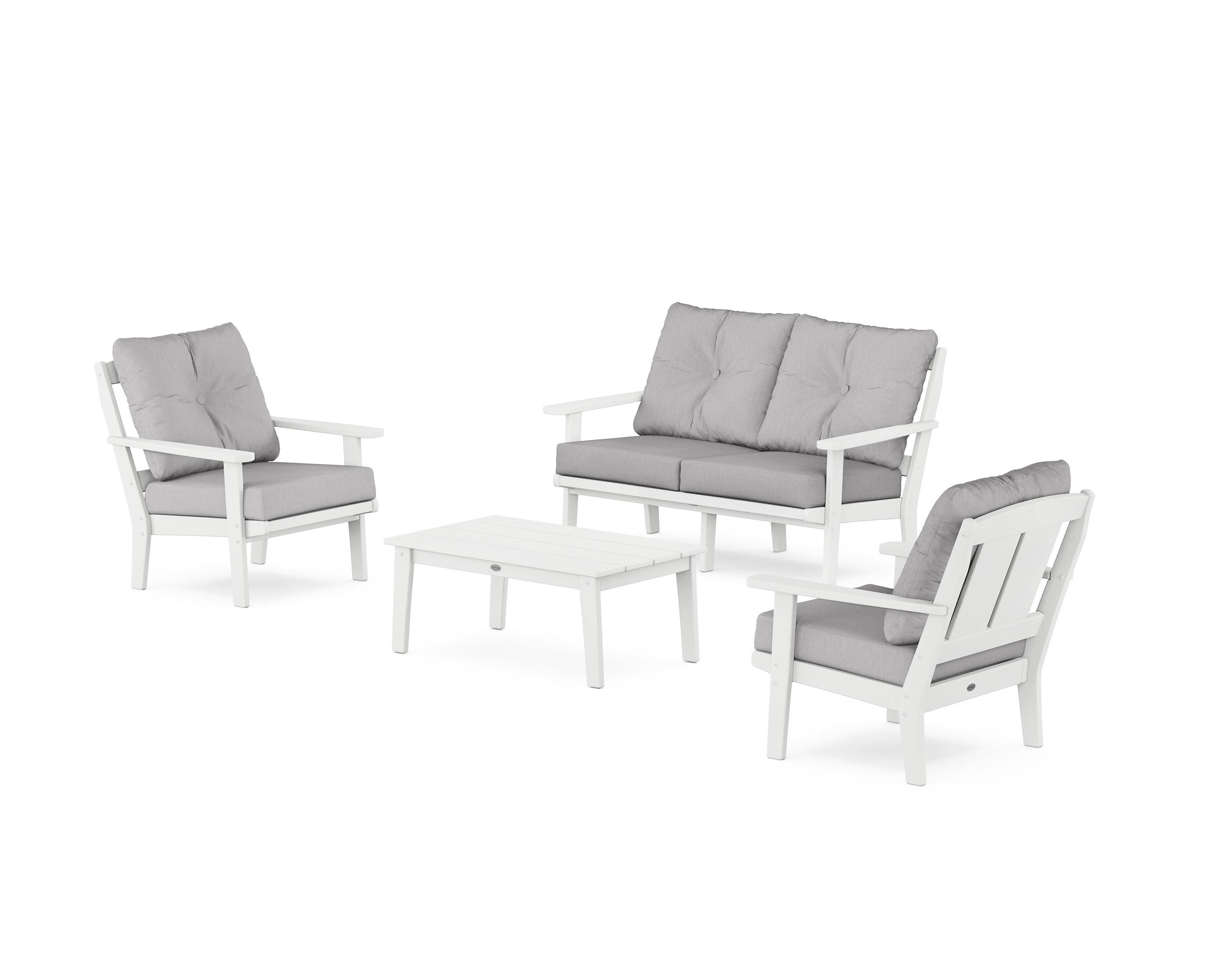 Mission 4-Piece Deep Seating Set with Loveseat in White / Granite