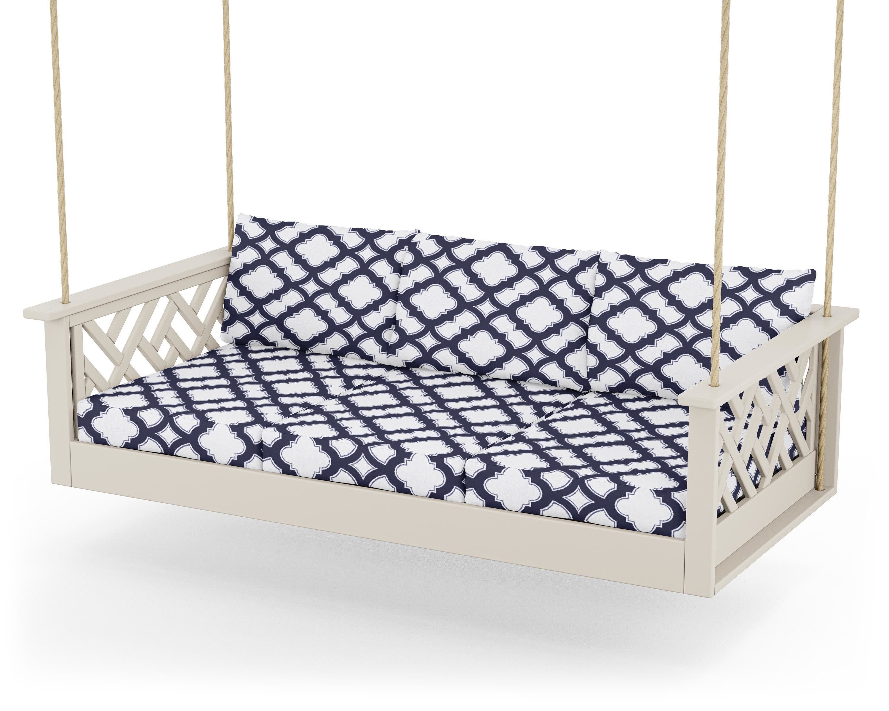 Chippendale Daybed Swing in Sand / Trellis Navy