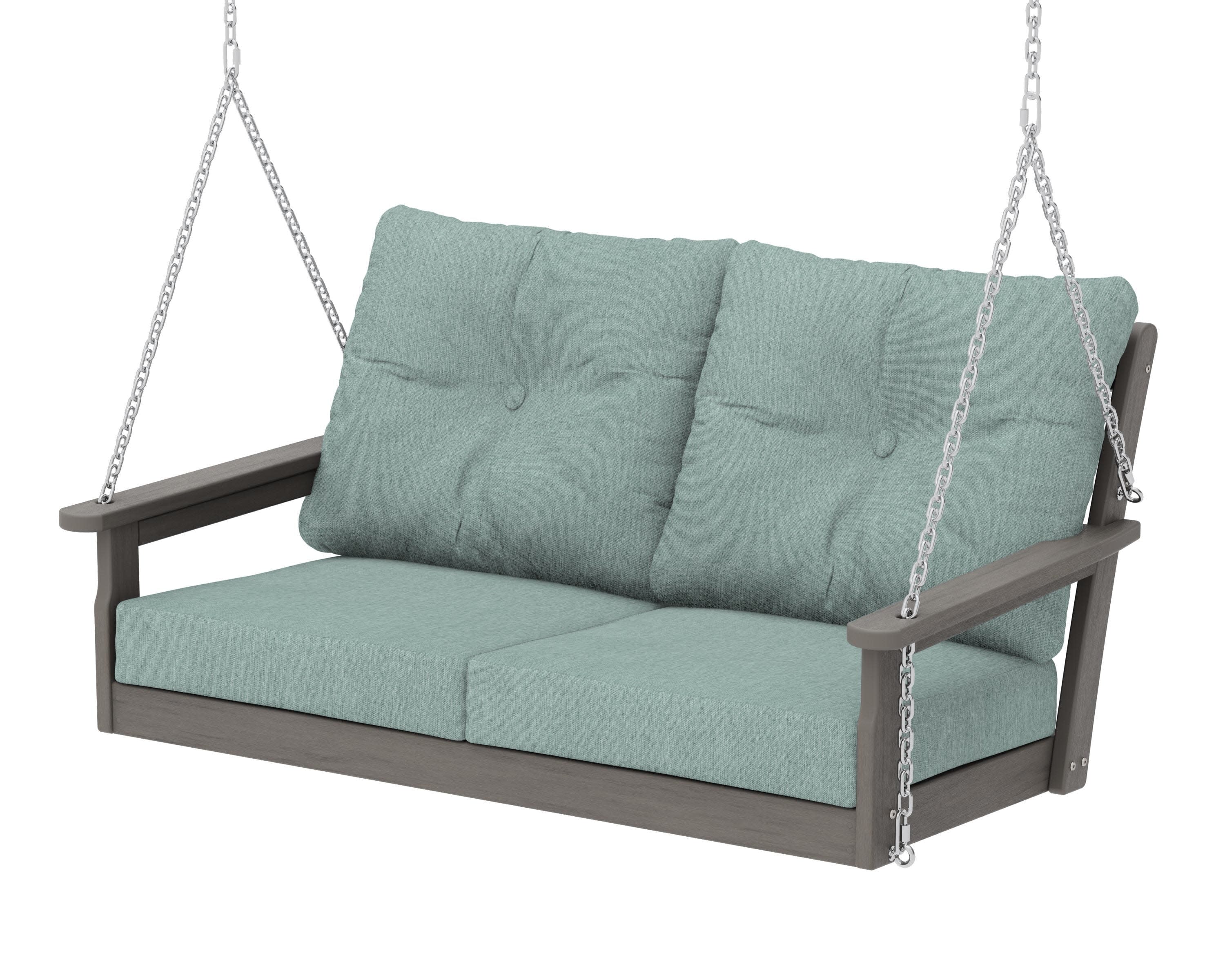 Vineyard Deep Seating Swing in Driftwood / Glacier Spa