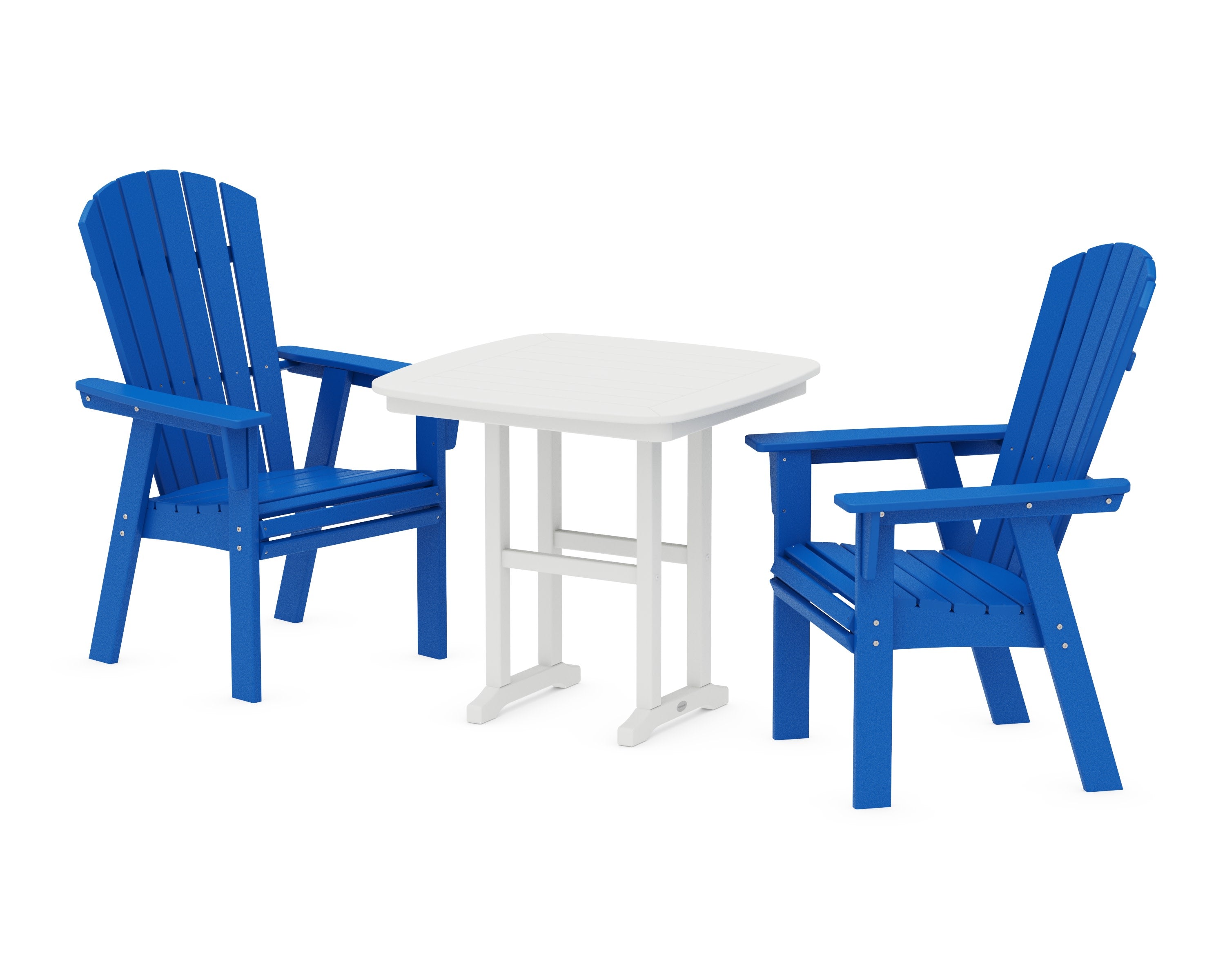 Nautical Adirondack 3-Piece Dining Set in Pacific Blue / White