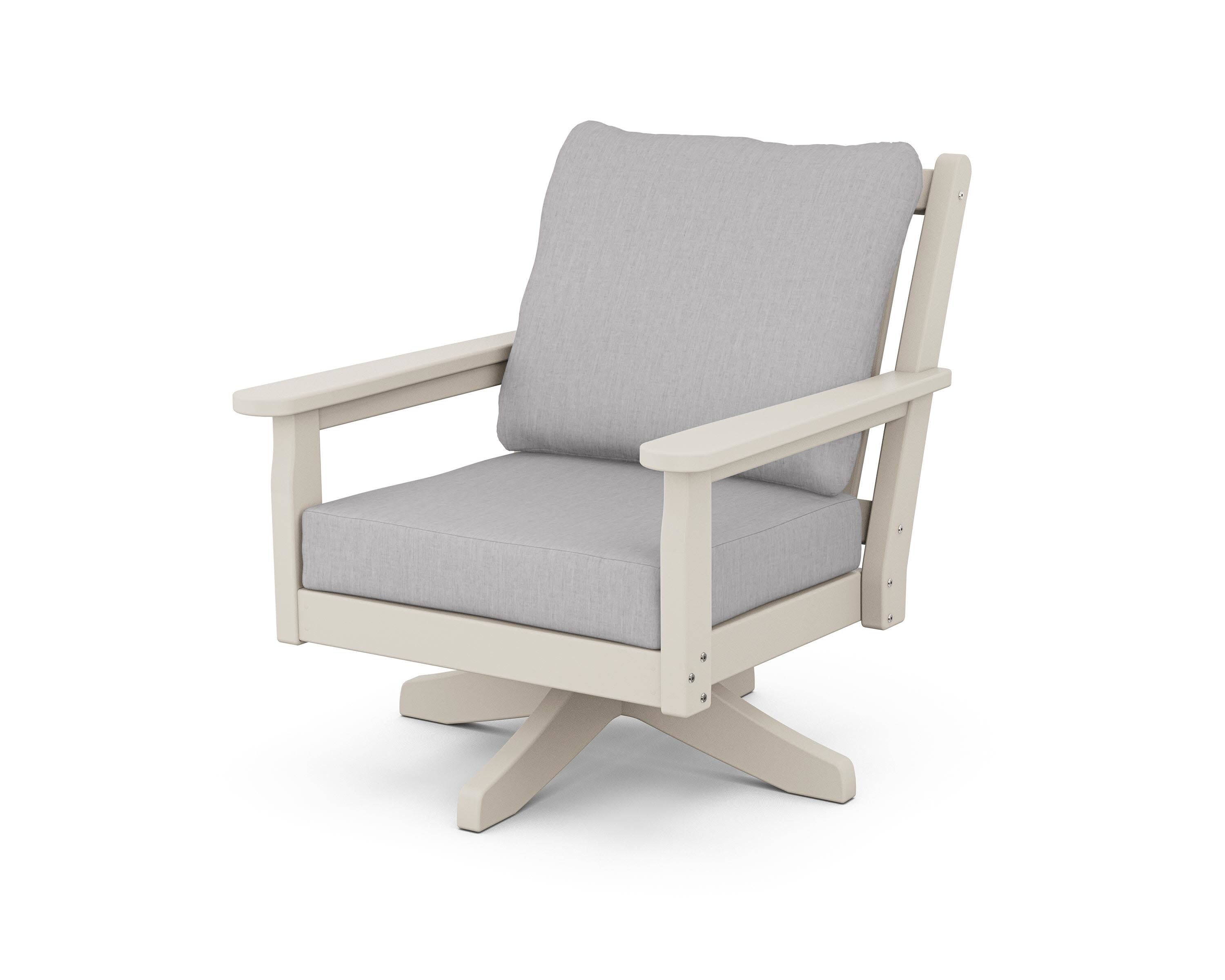 Chippendale Deep Seating Swivel Chair in Sand / Granite