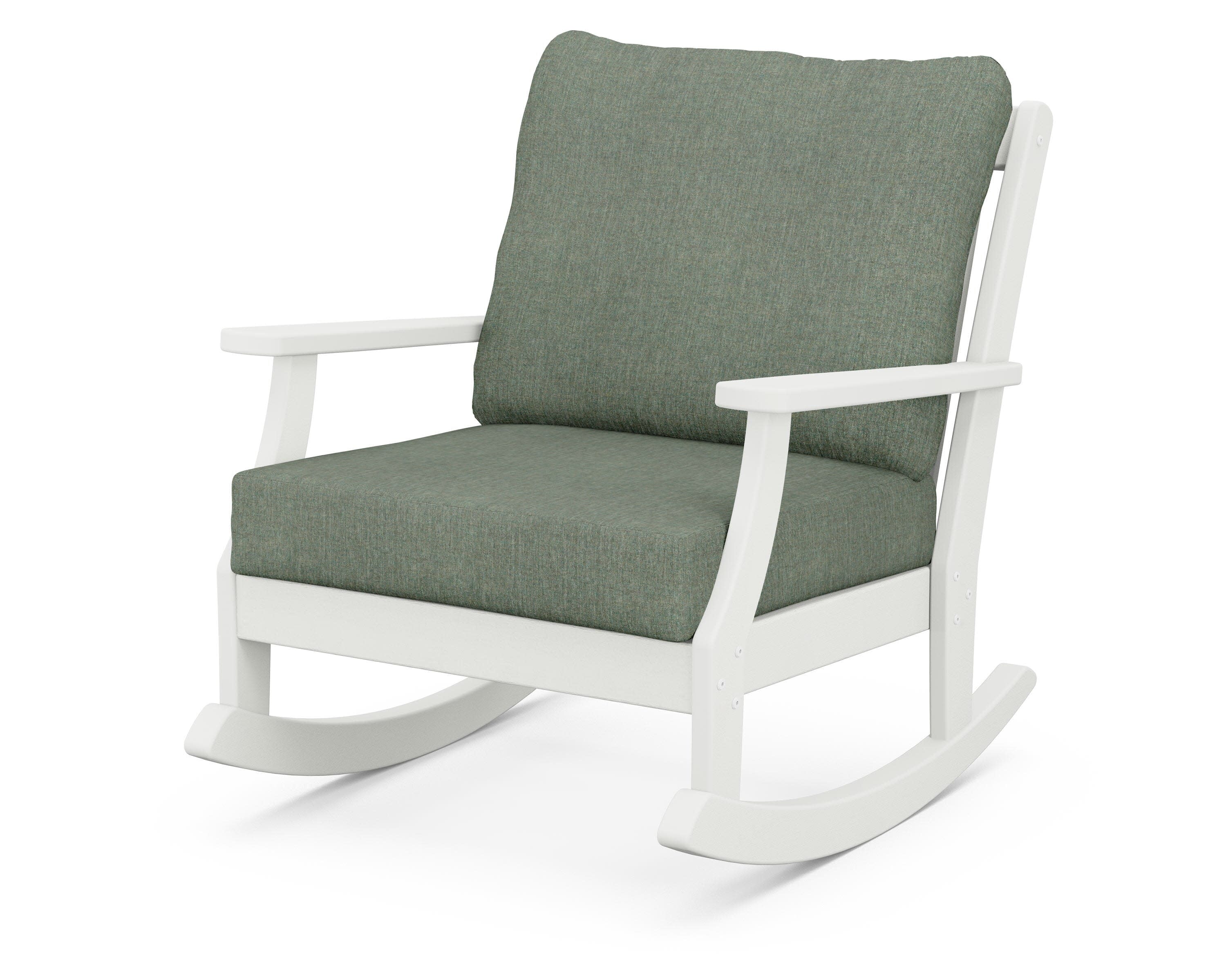 Braxton Deep Seating Rocking Chair in Vintage White / Cast Sage