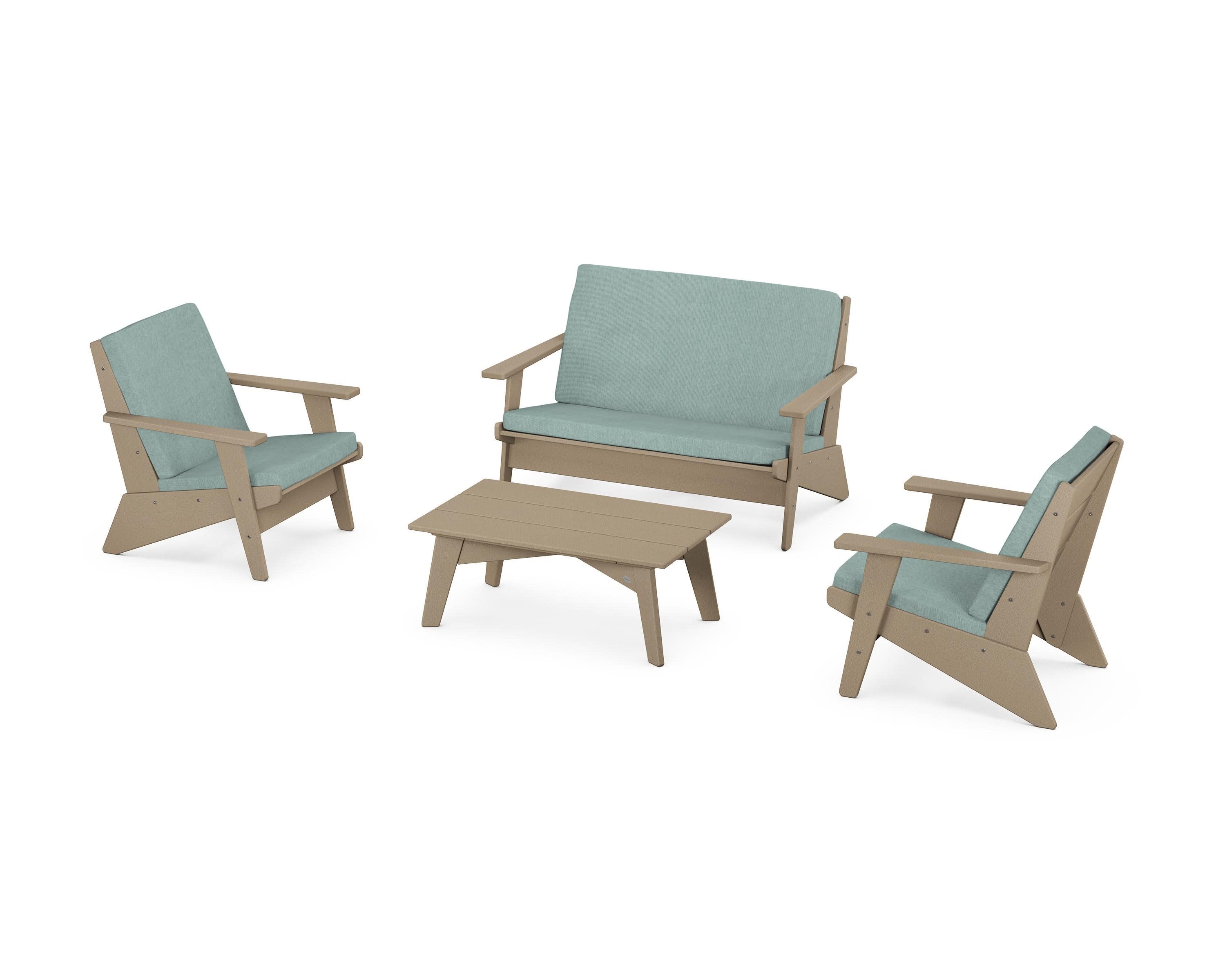 Riviera Modern Lounge 4-Piece Set in Vintage Sahara / Glacier Spa