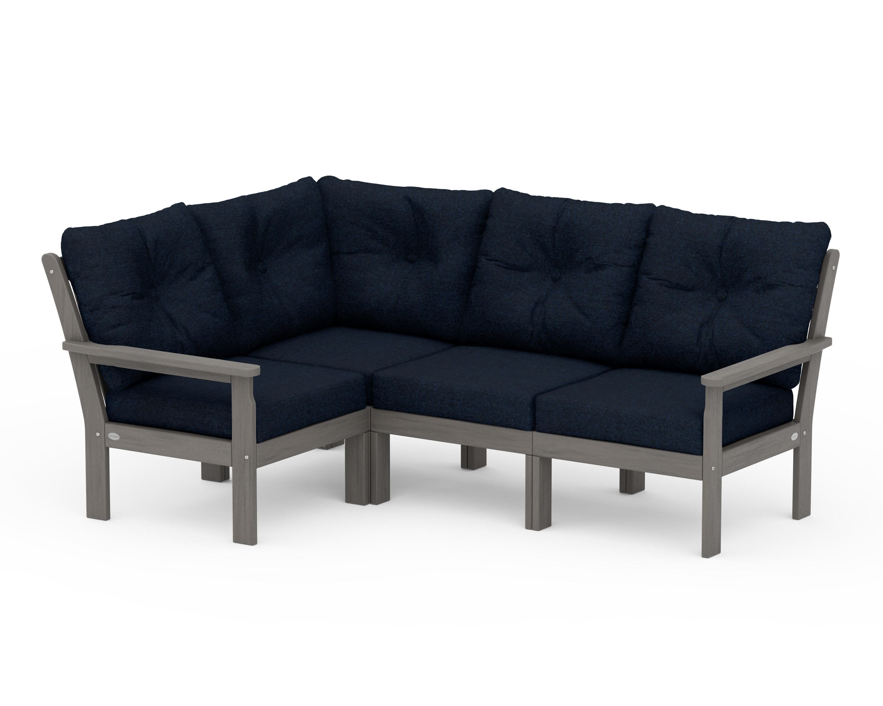 Vineyard 4-Piece Sectional in Driftwood / Marine Indigo
