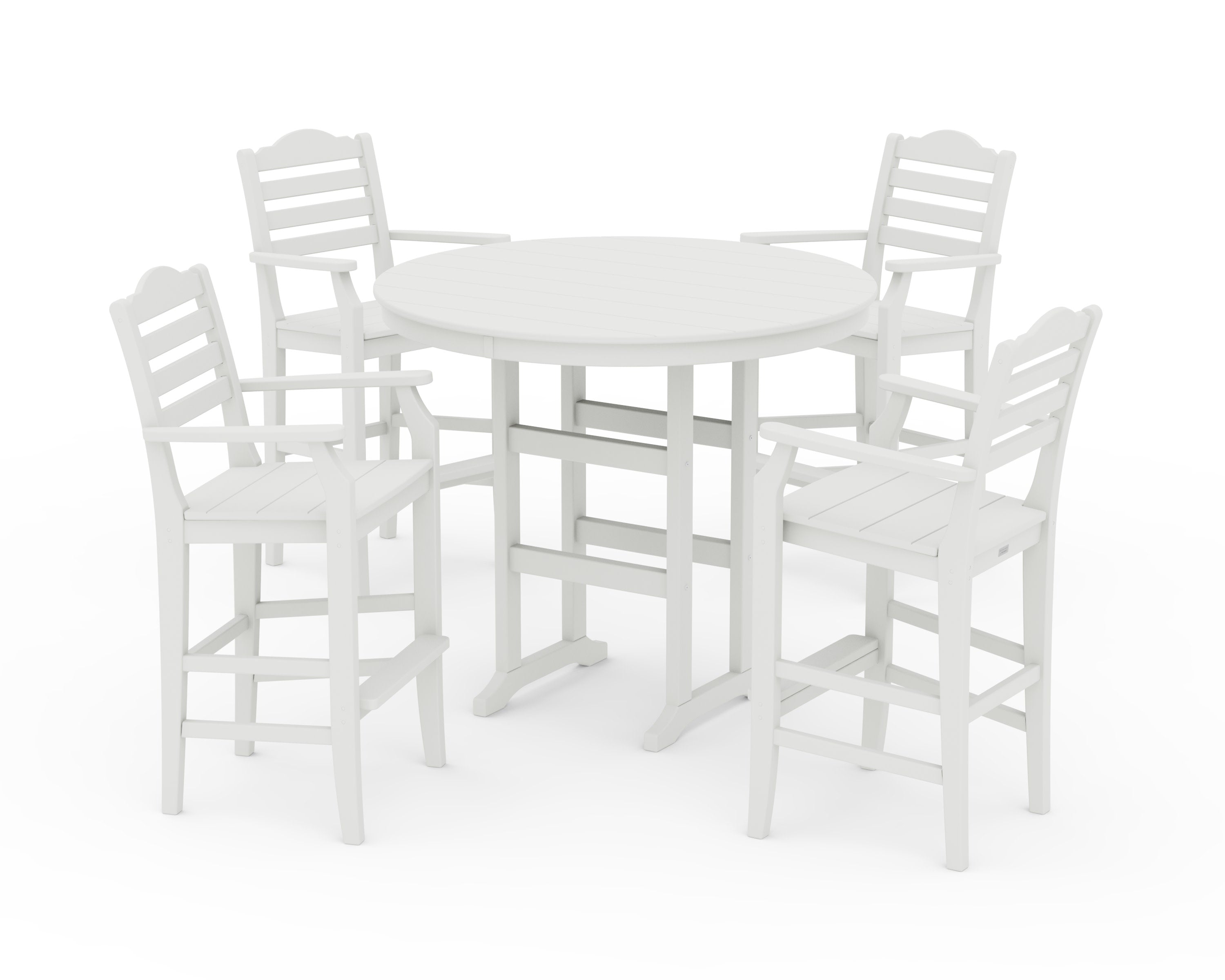 Savannah 5-Piece Round Farmhouse Bar Set in Vintage White