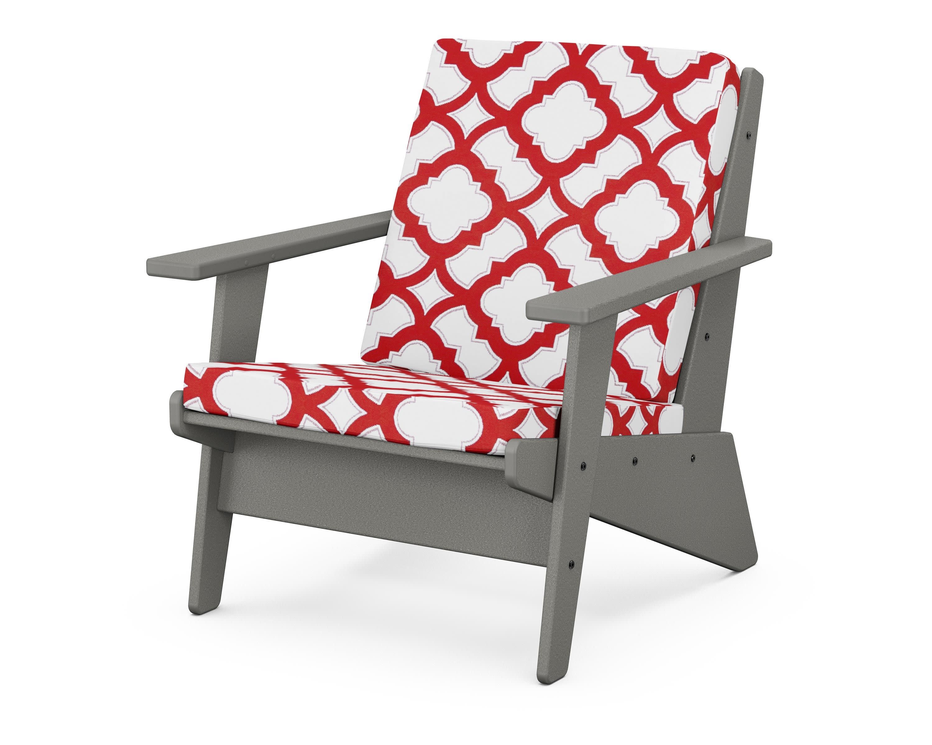 Riviera Modern Lounge Chair in Slate Grey / Trellis Crimson