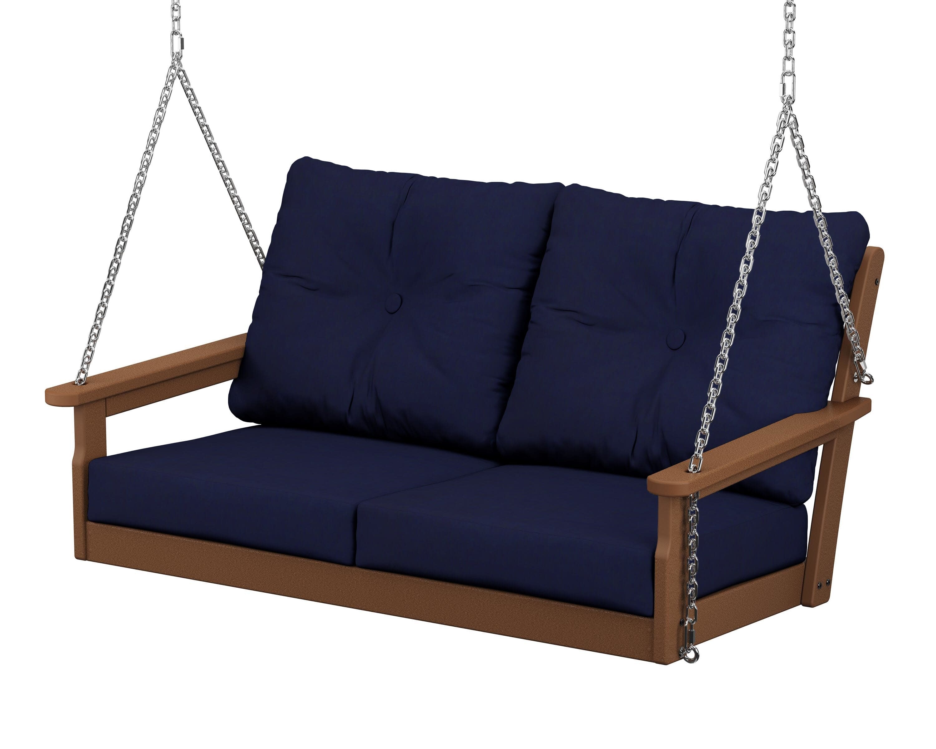 Vineyard Deep Seating Swing in Teak / Navy
