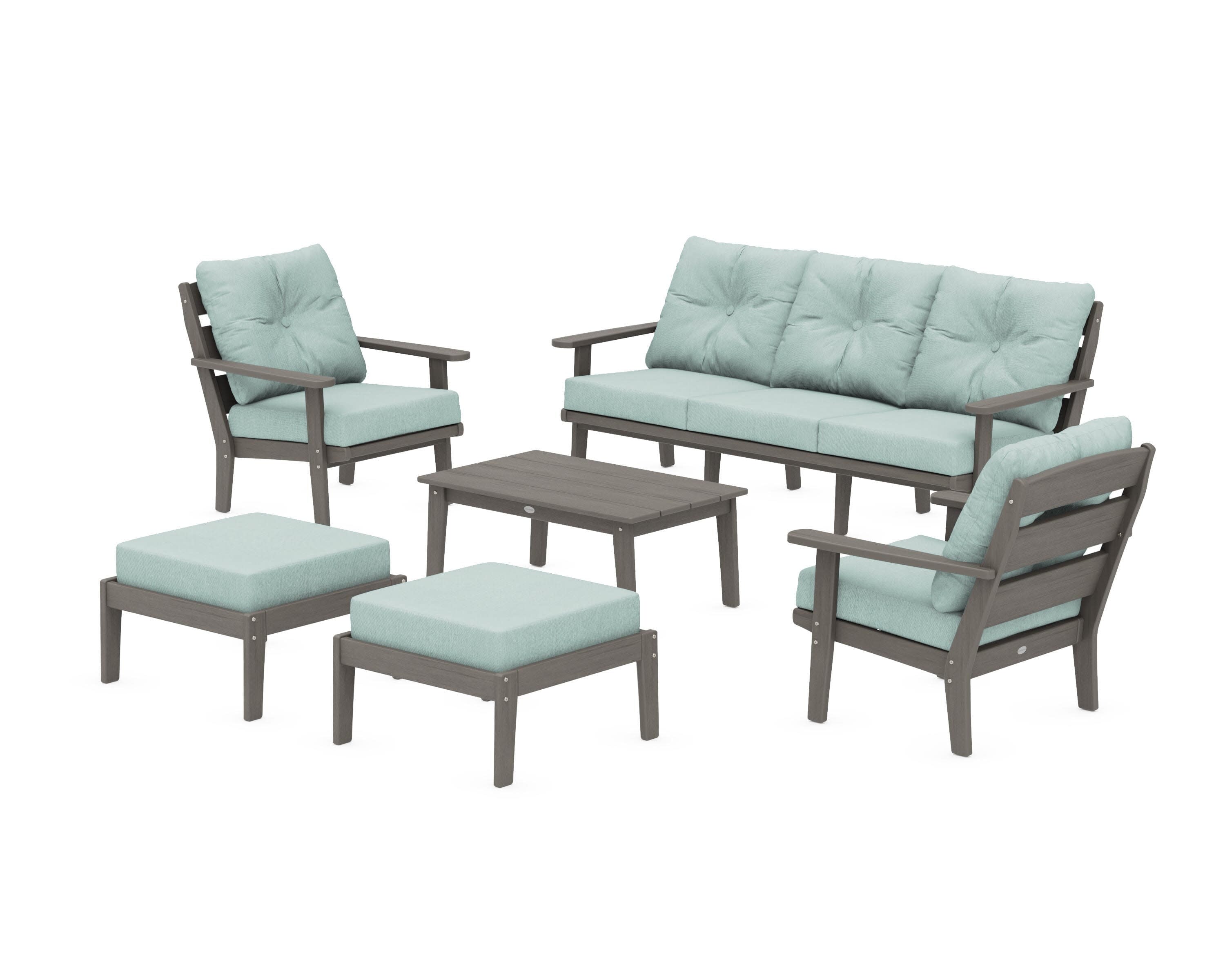 Lakeside 6-Piece Lounge Sofa Set in Driftwood / Glacier Spa
