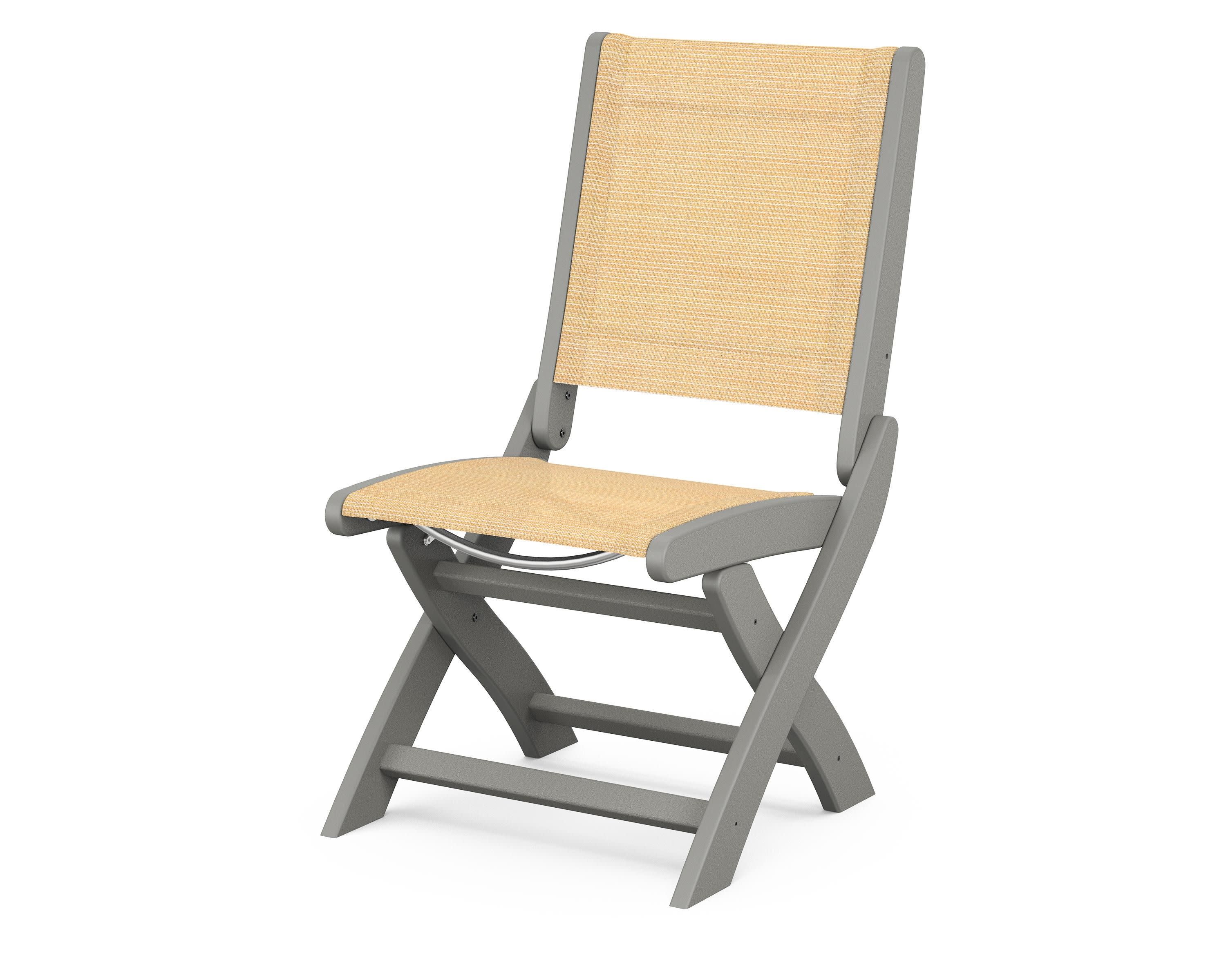 Coastal Folding Side Chair in Slate Grey / Dupioni Apricot Sling