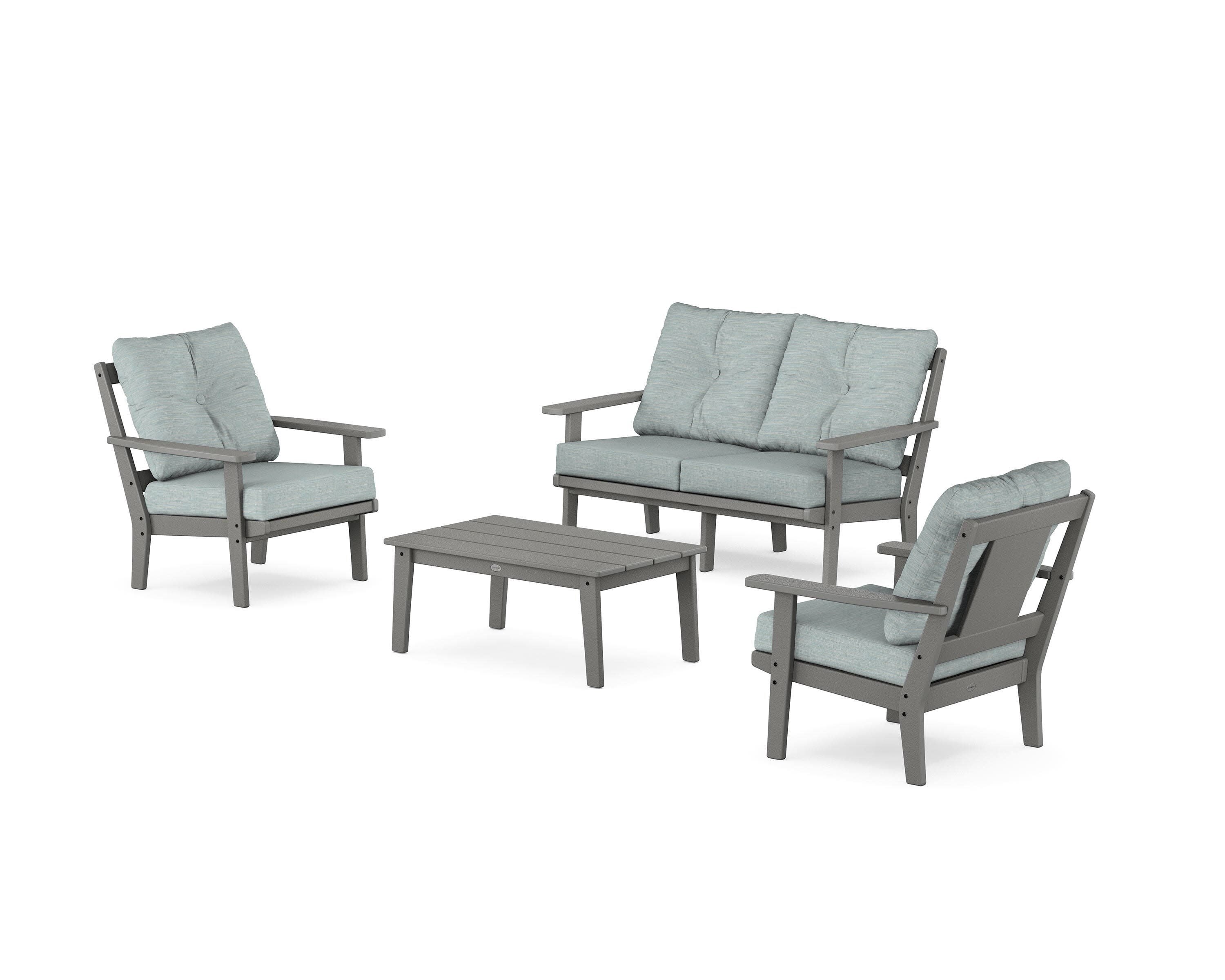 Prairie 4-Piece Deep Seating Set with Loveseat in Slate Grey / Soothe Mist