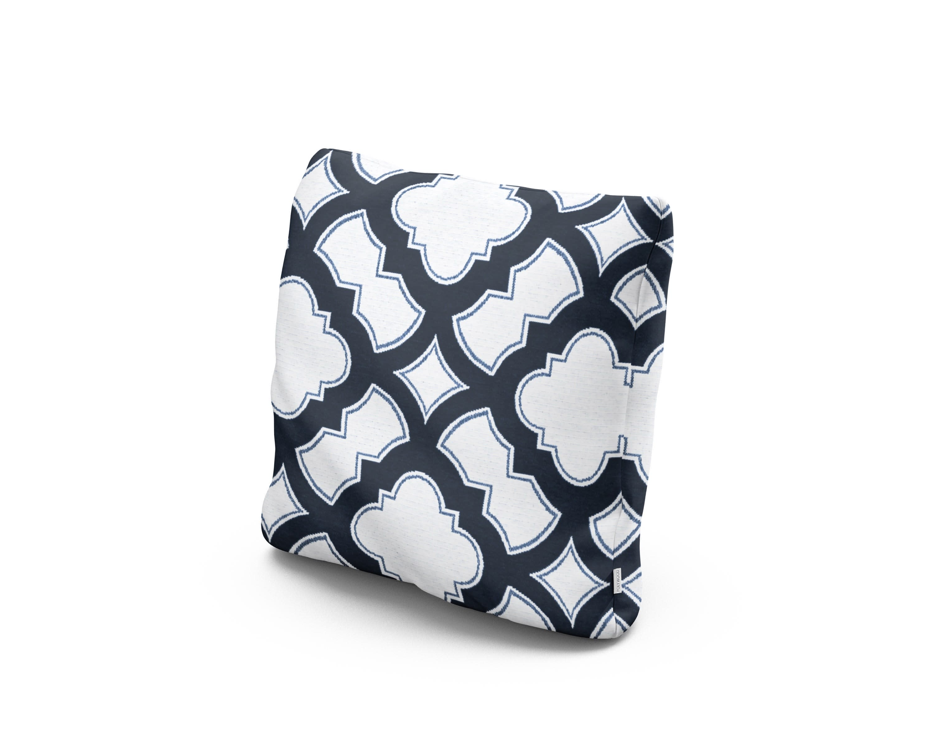 16" Outdoor Throw Pillow in Trellis Marine Indigo