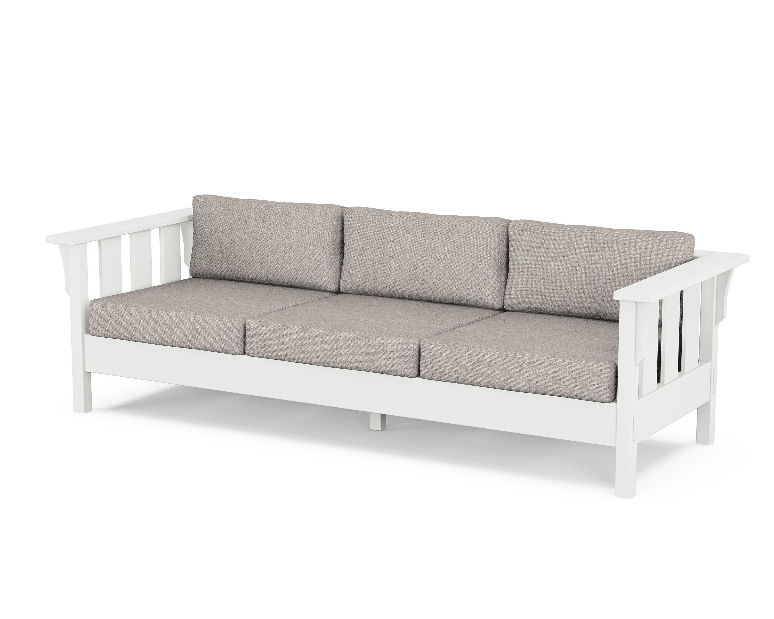 Acadia Deep Seating Sofa in White / Weathered Tweed