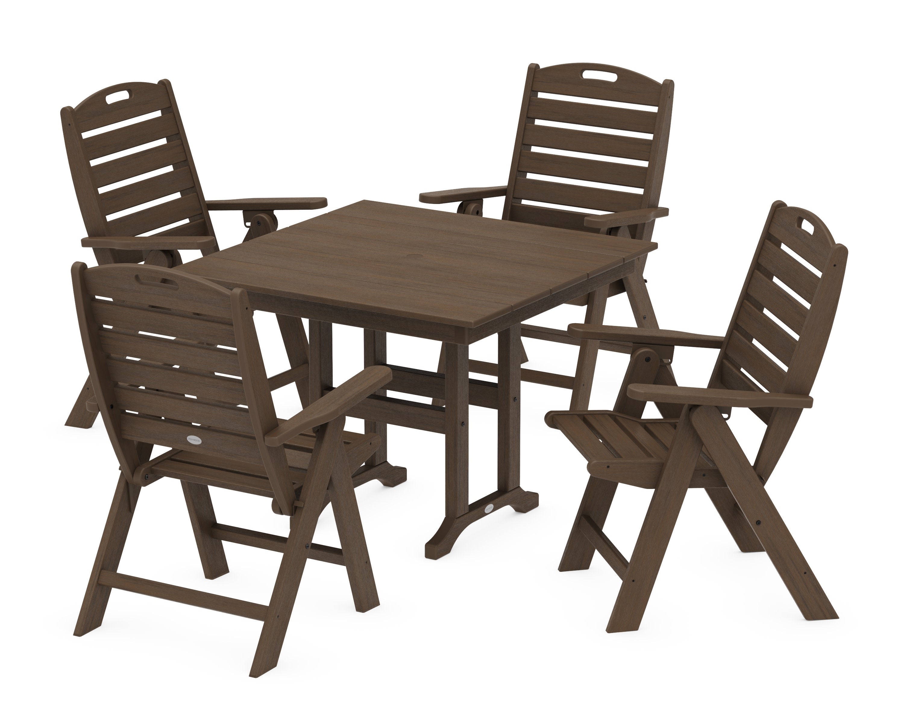 Nautical Folding Highback Chair 5-Piece Farmhouse Dining Set in Kona