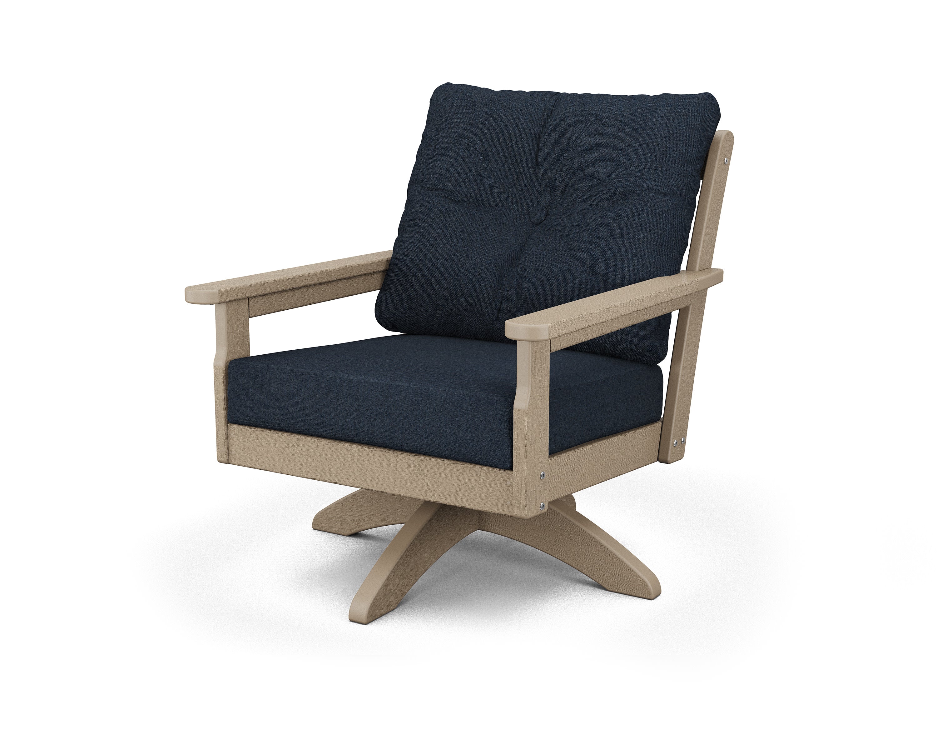 Vineyard Deep Seating Swivel Chair in Vintage Sahara / Marine Indigo