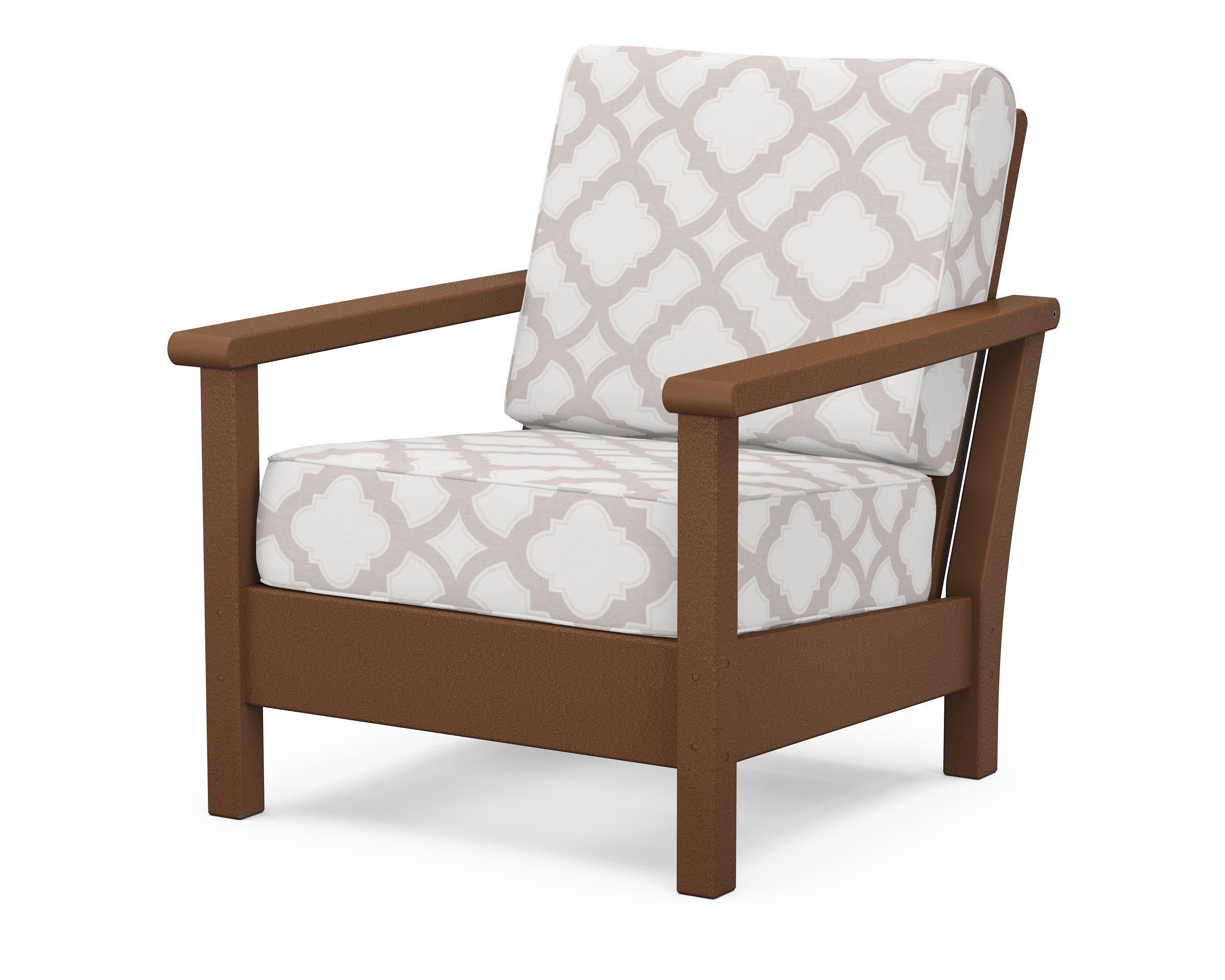Harbour Deep Seating Chair in Teak / Trellis Dune Burlap