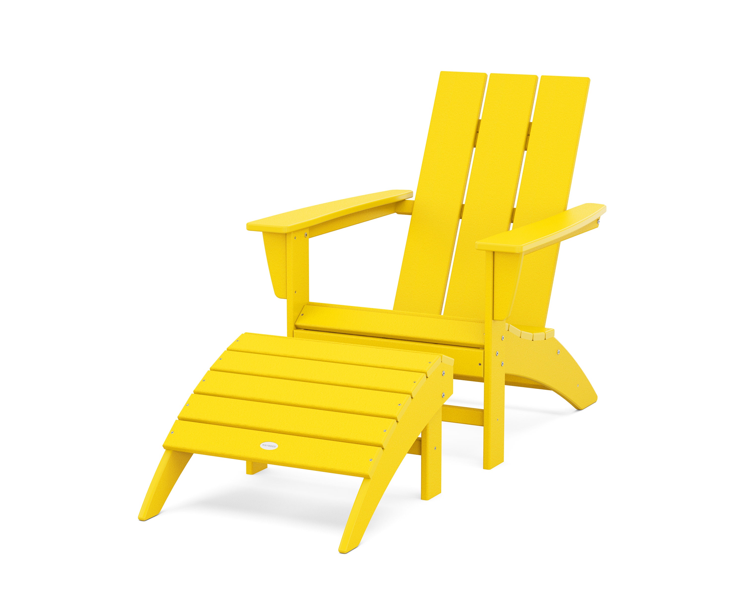 Modern Adirondack Chair 2-Piece Set with Ottoman in Lemon