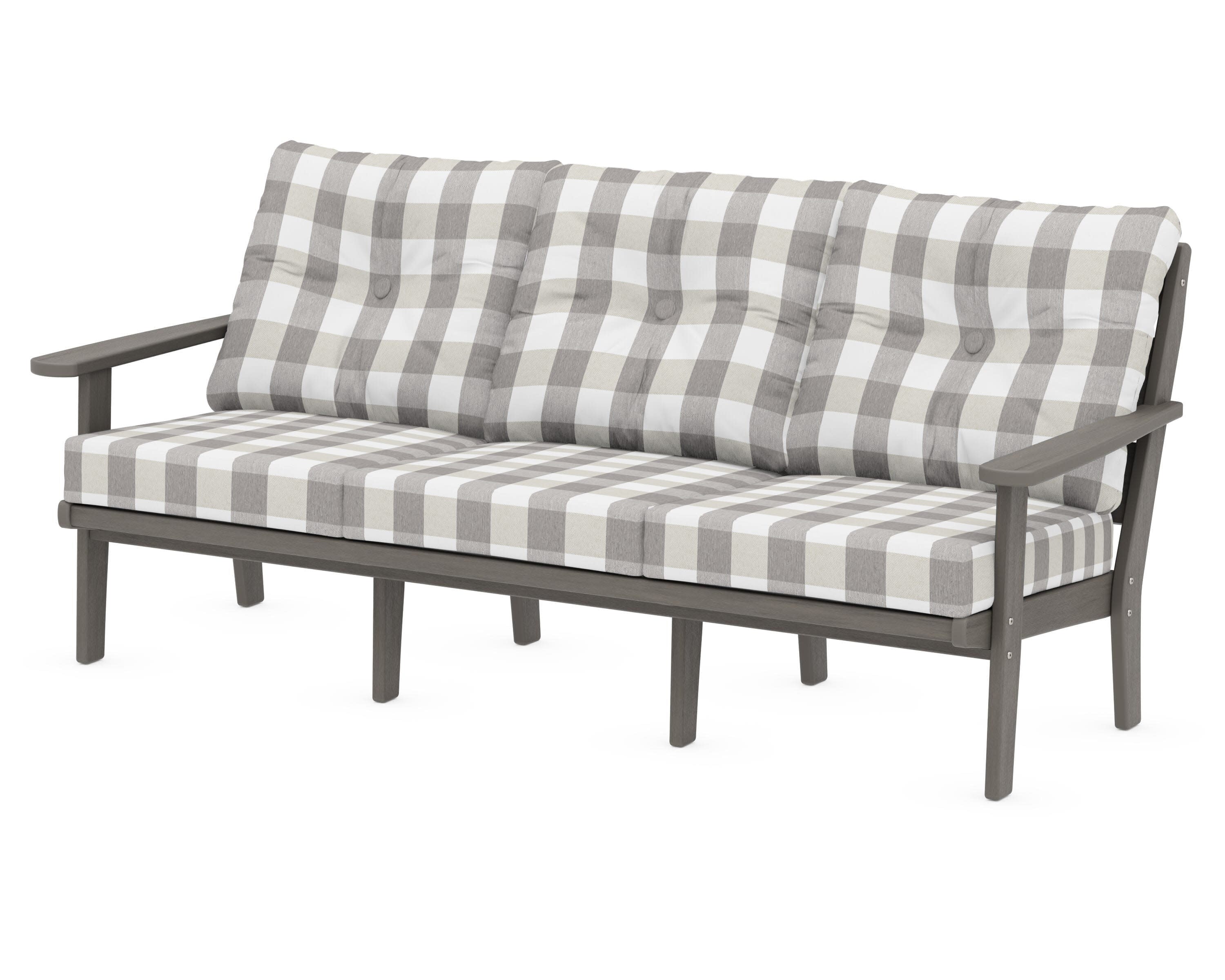 Lakeside Deep Seating Sofa in Driftwood / Buffalo Plaid Grey Mist