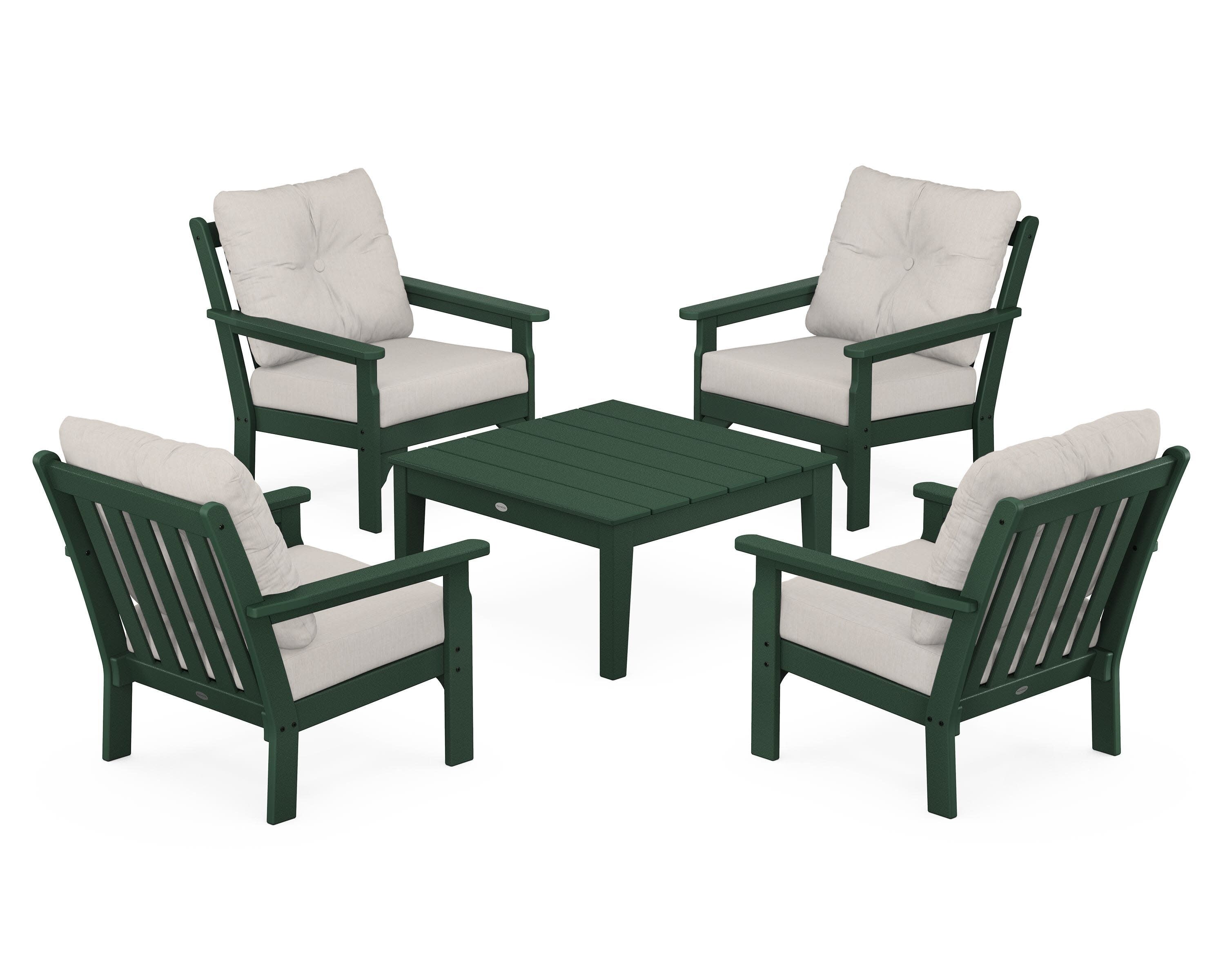 Vineyard 5-Piece Deep Seating Conversation Set in Green / Cast Ash