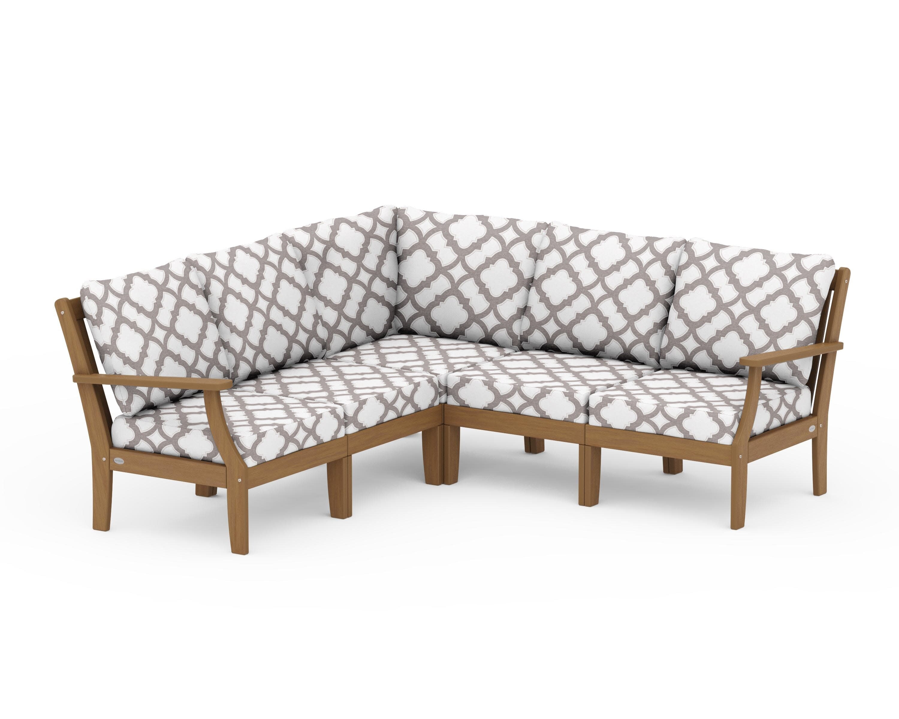 Braxton Modular 5-Piece Deep Seating Set in Natural / Trellis Grey Mist