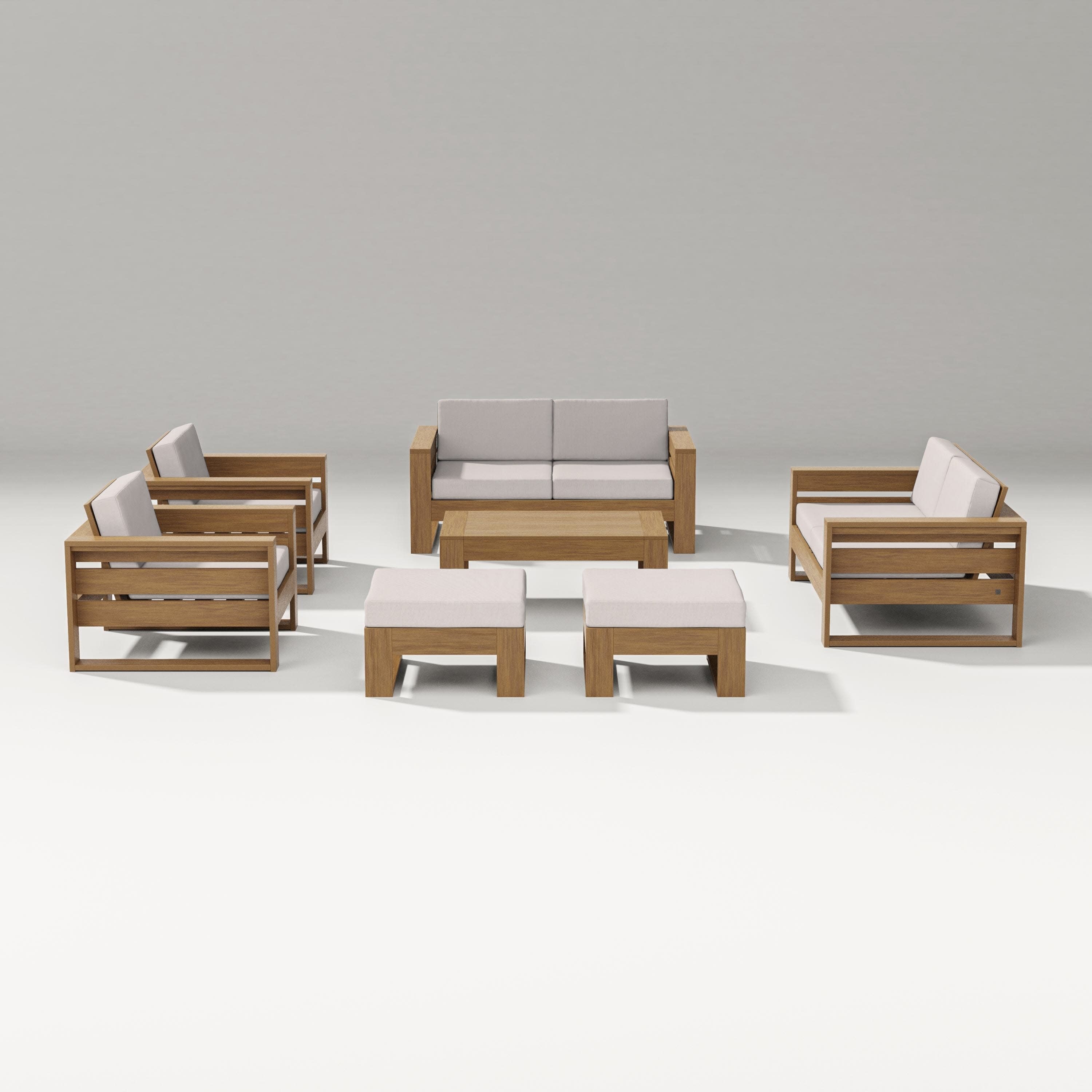 Latitude 7-Piece Lounge Loveseat Set in Natural / Dune Burlap