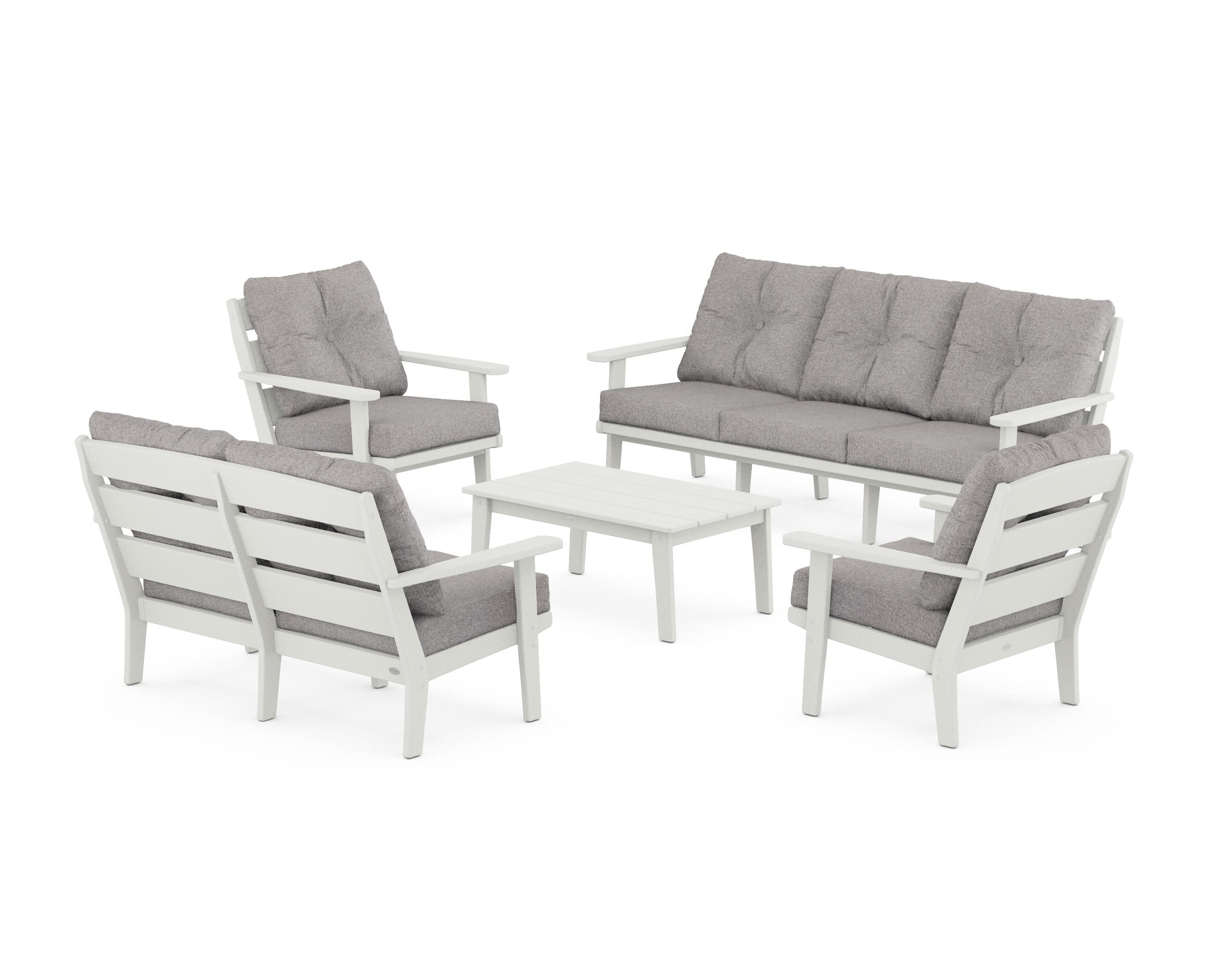 Lakeside 5-Piece Lounge Sofa Set in Vintage White / Grey Mist