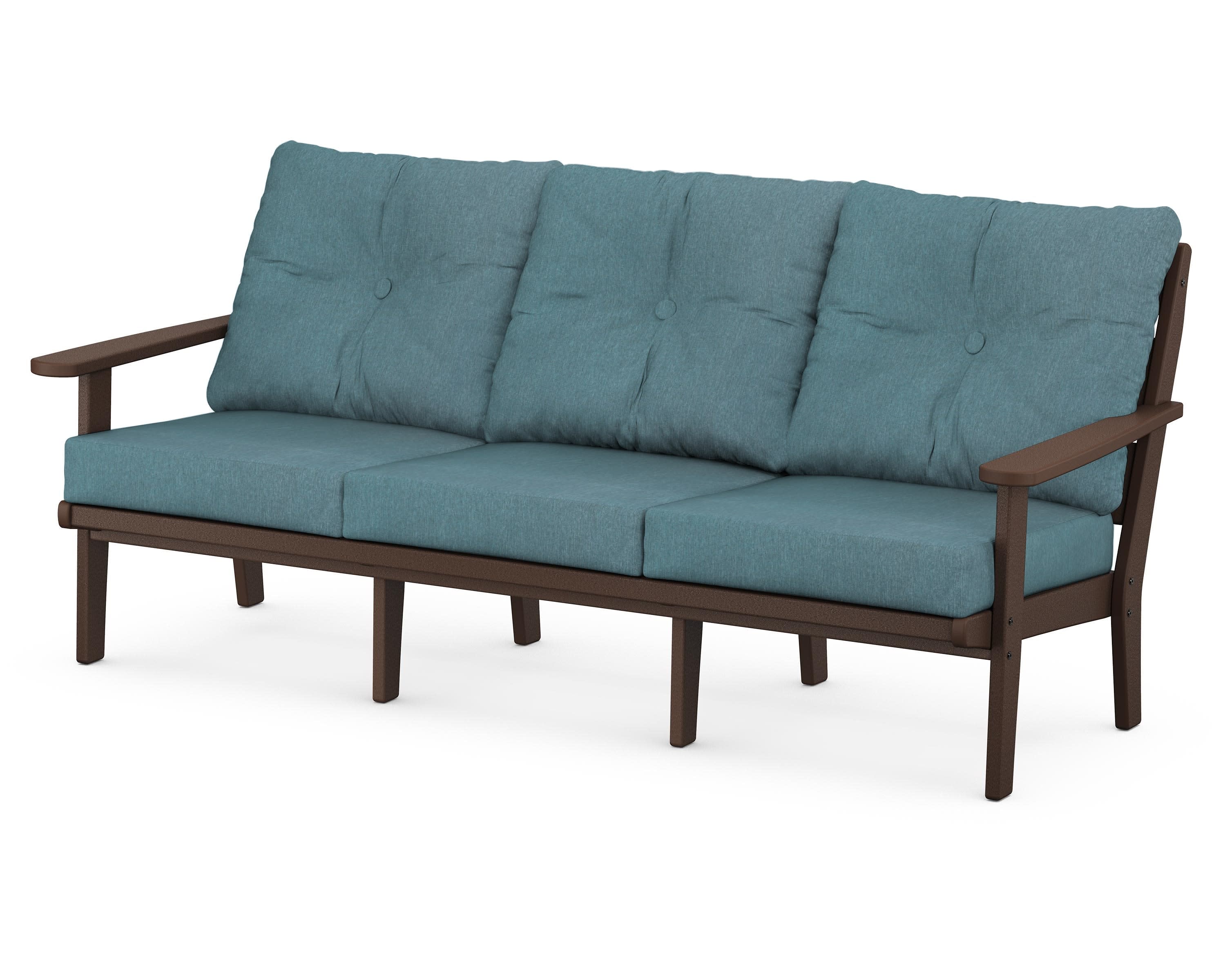 Lakeside Deep Seating Sofa in Mahogany / Ocean Teal