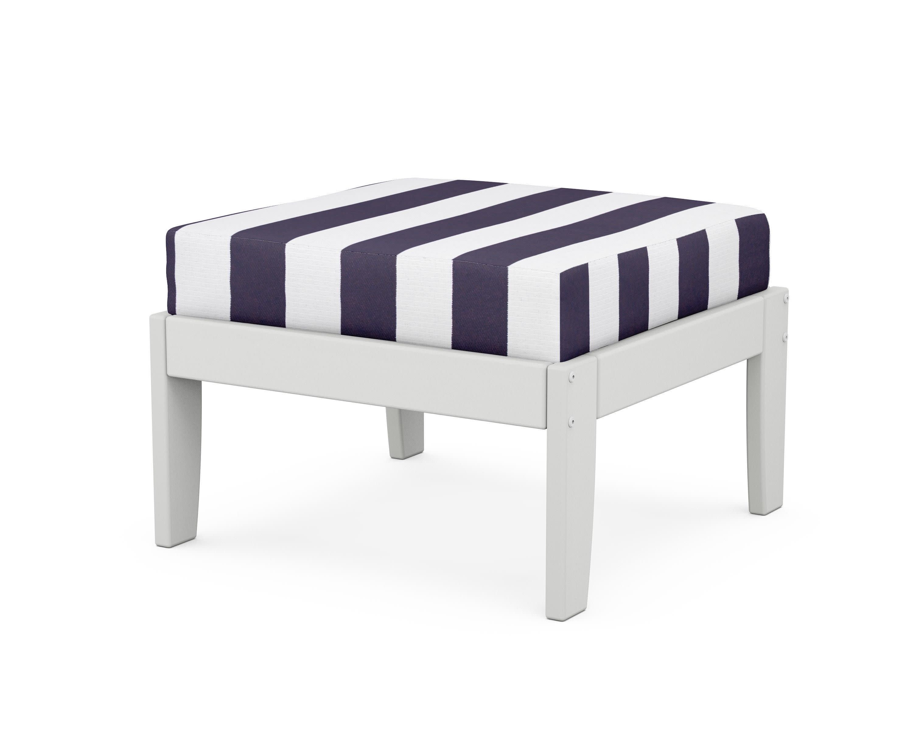Modular Ottoman - Classic in White / Cabana Stripe Navy