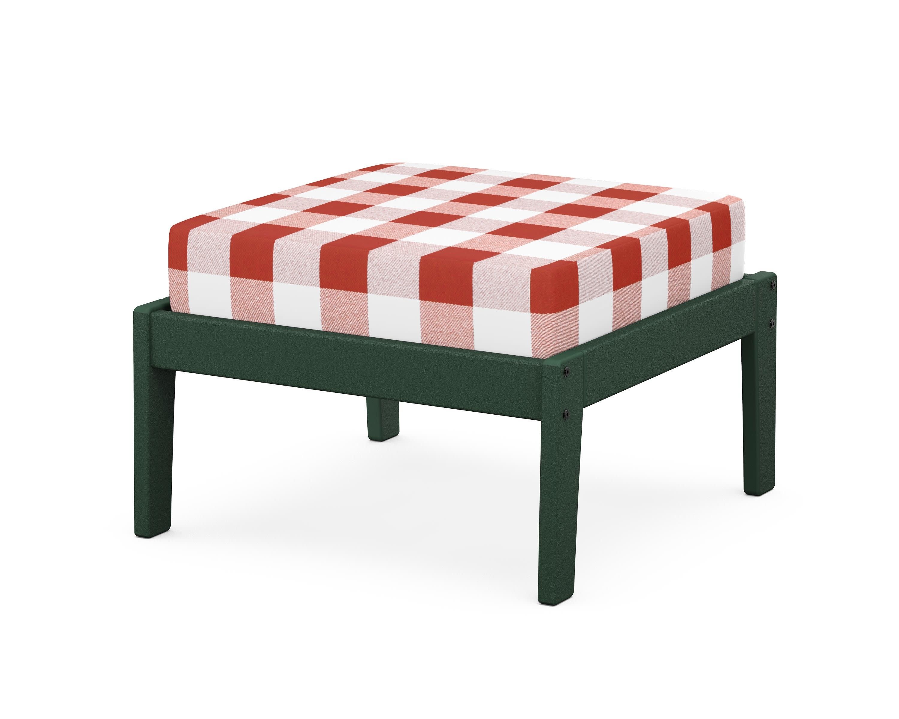Deep Seating Ottoman in Green / Buffalo Plaid Crimson