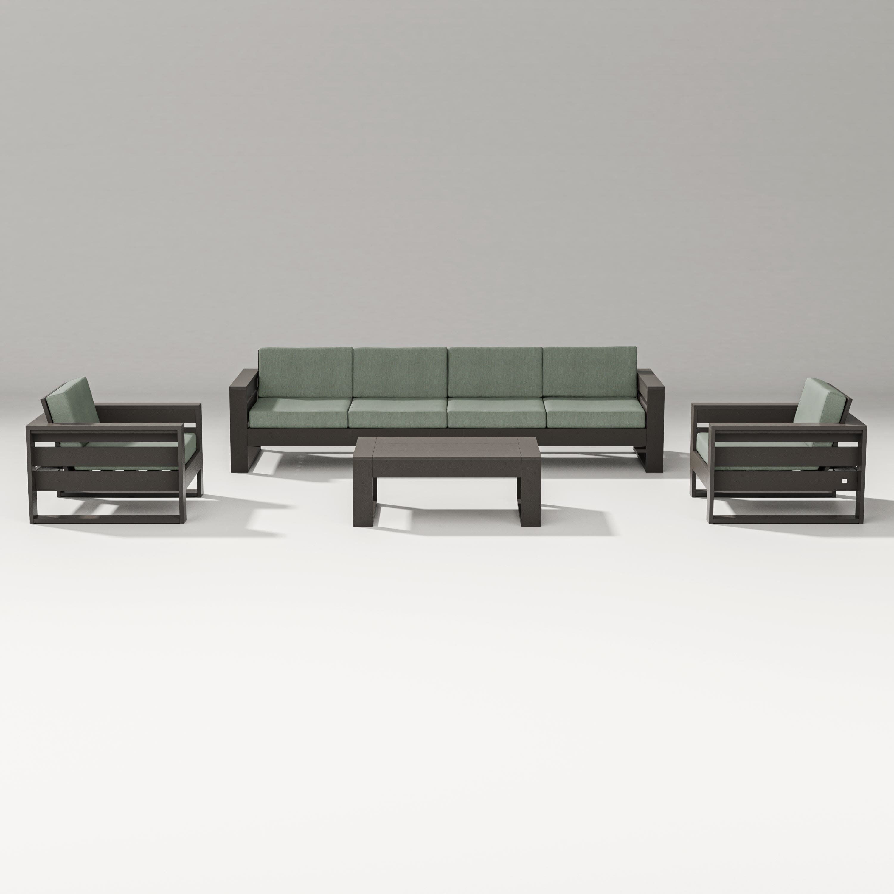 Latitude 5-Piece Lounge Sofa Set in Vintage Coffee / Cast Sage