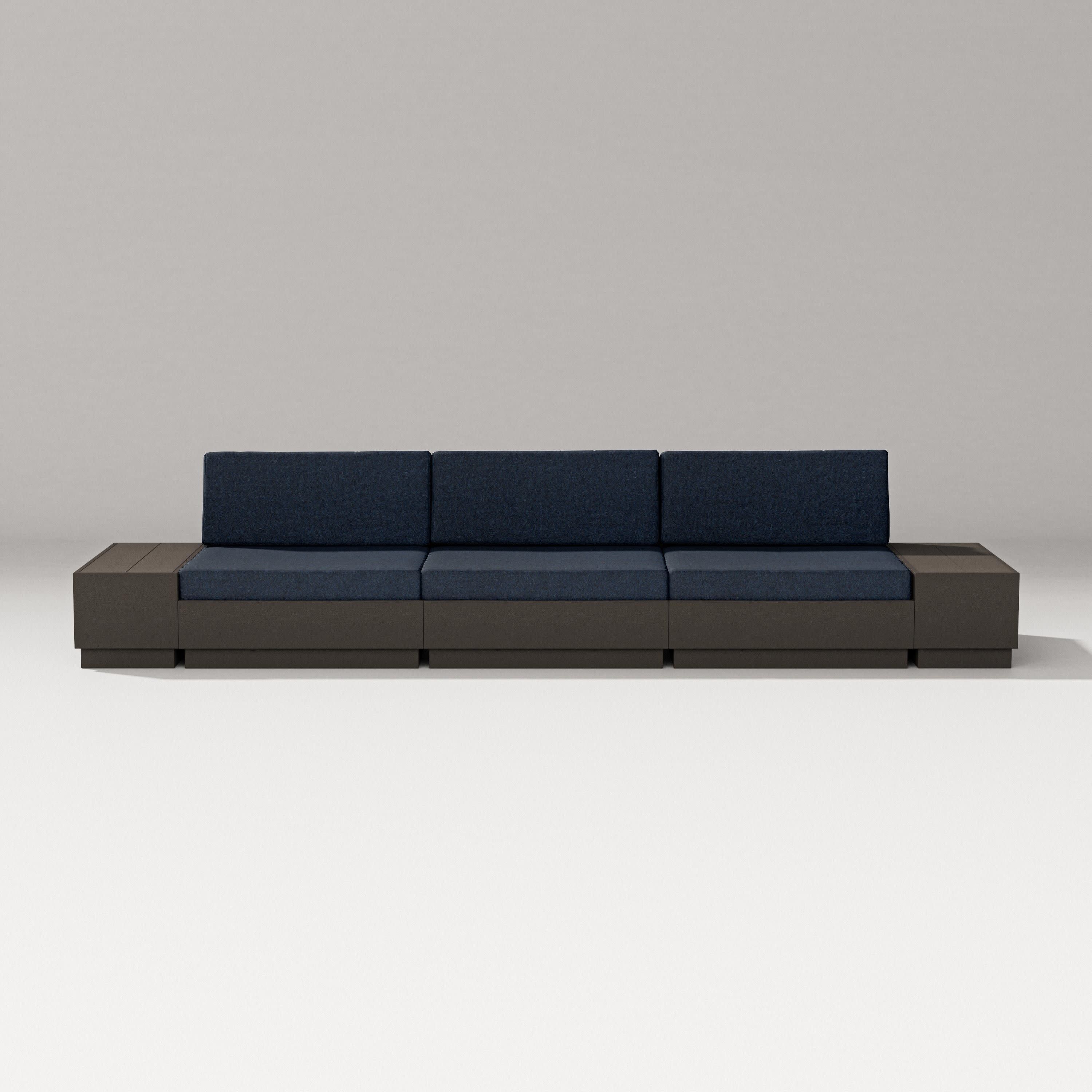 Elevate Straight Sectional in Vintage Coffee / Marine Indigo