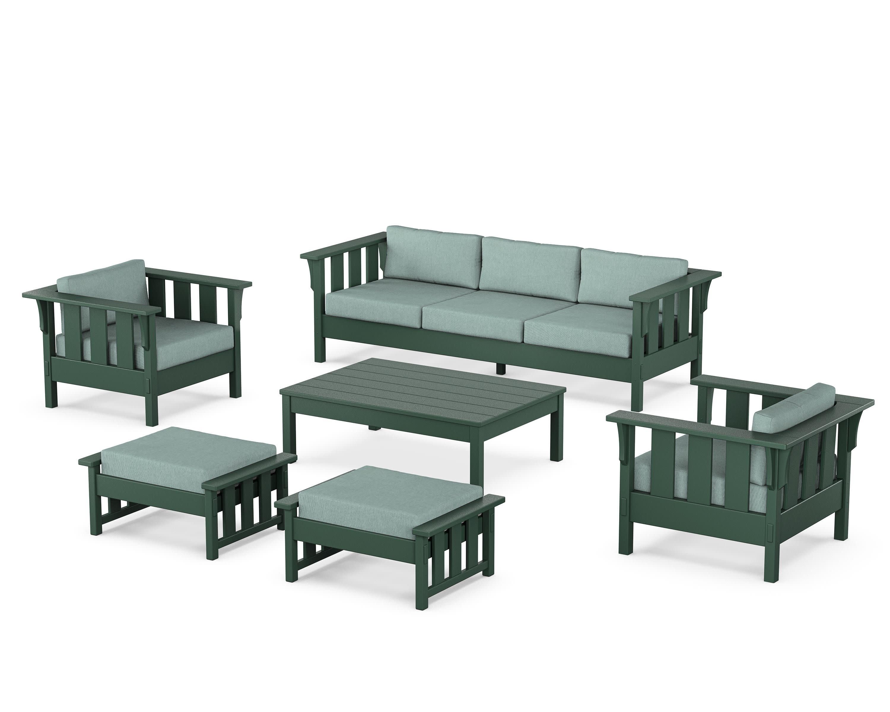 Acadia 6-Piece Lounge Sofa Set in Green / Glacier Spa