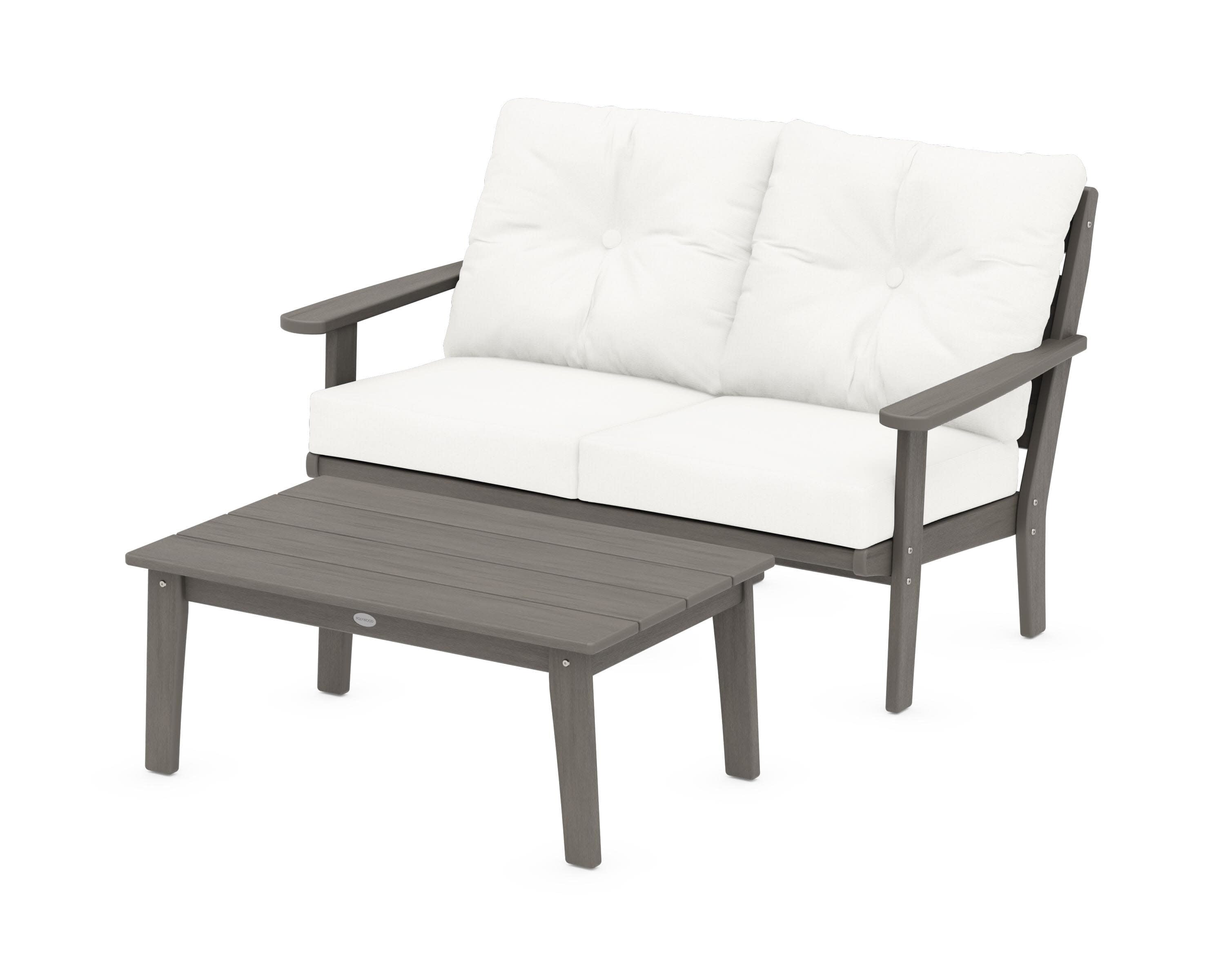 Lakeside 2-Piece Lounge Loveseat Set in Driftwood / Natural Linen