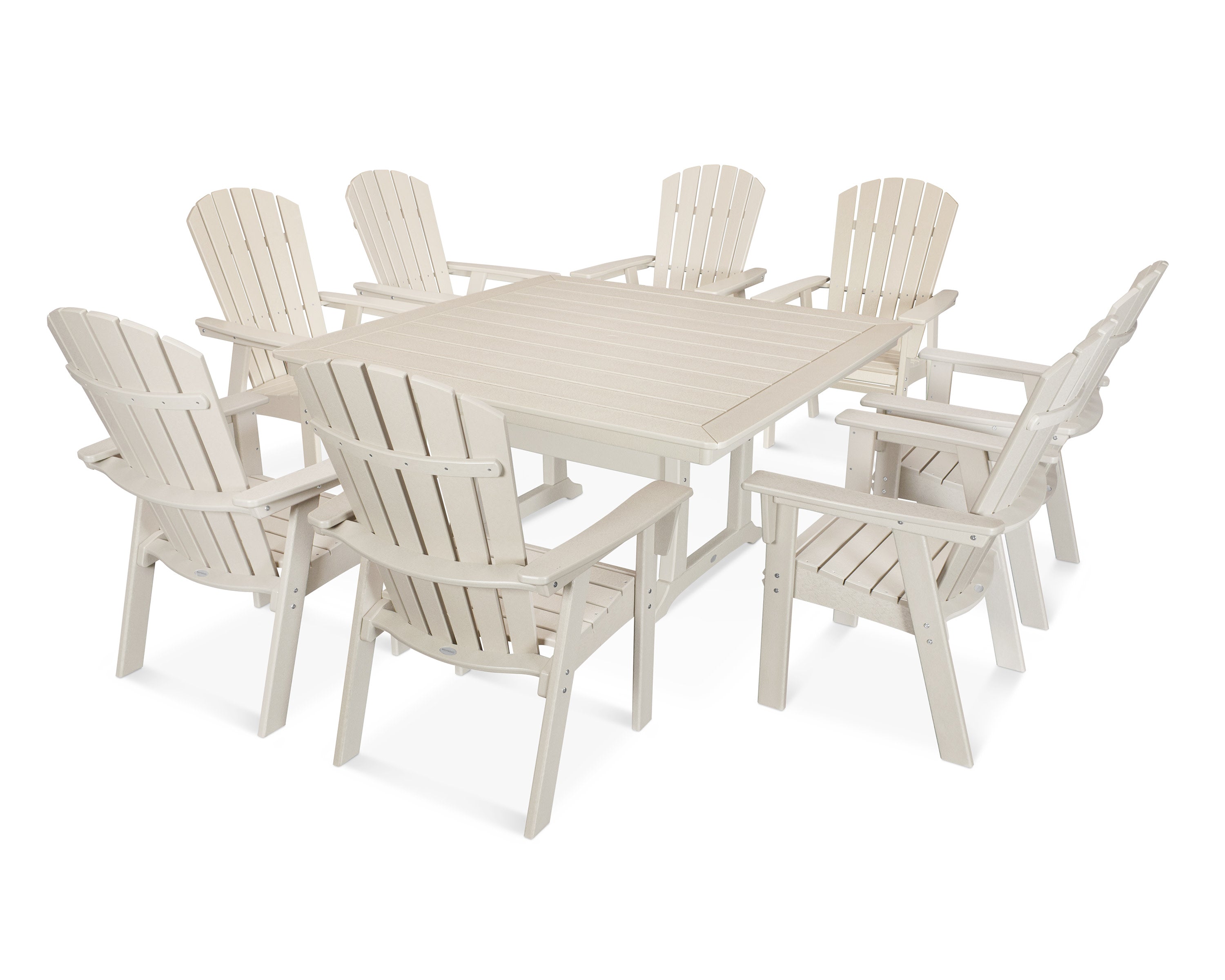 Nautical Adirondack 9-Piece Trestle Dining Set in Sand