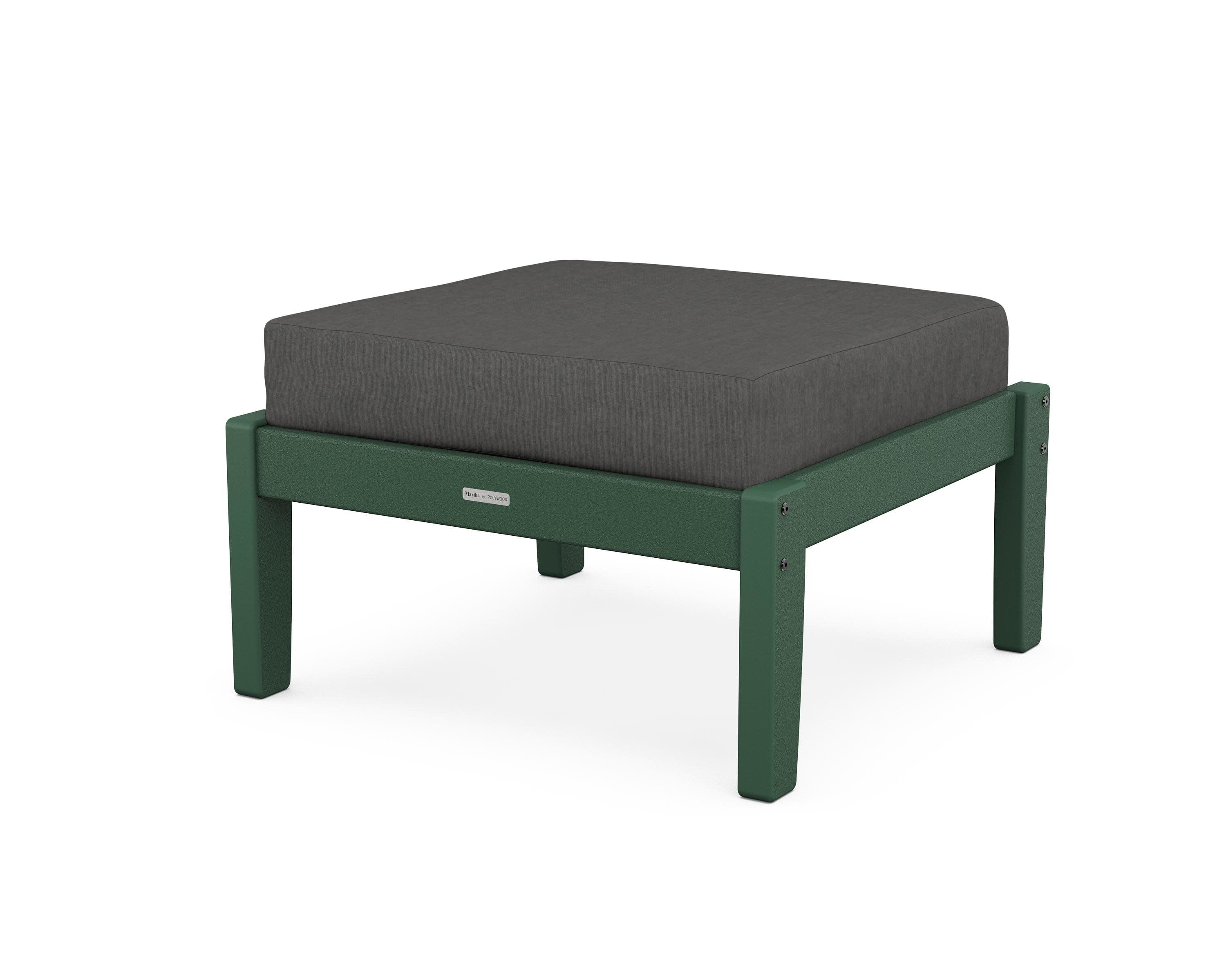 Chinoiserie Deep Seating Ottoman in Green / Spectrum Carbon