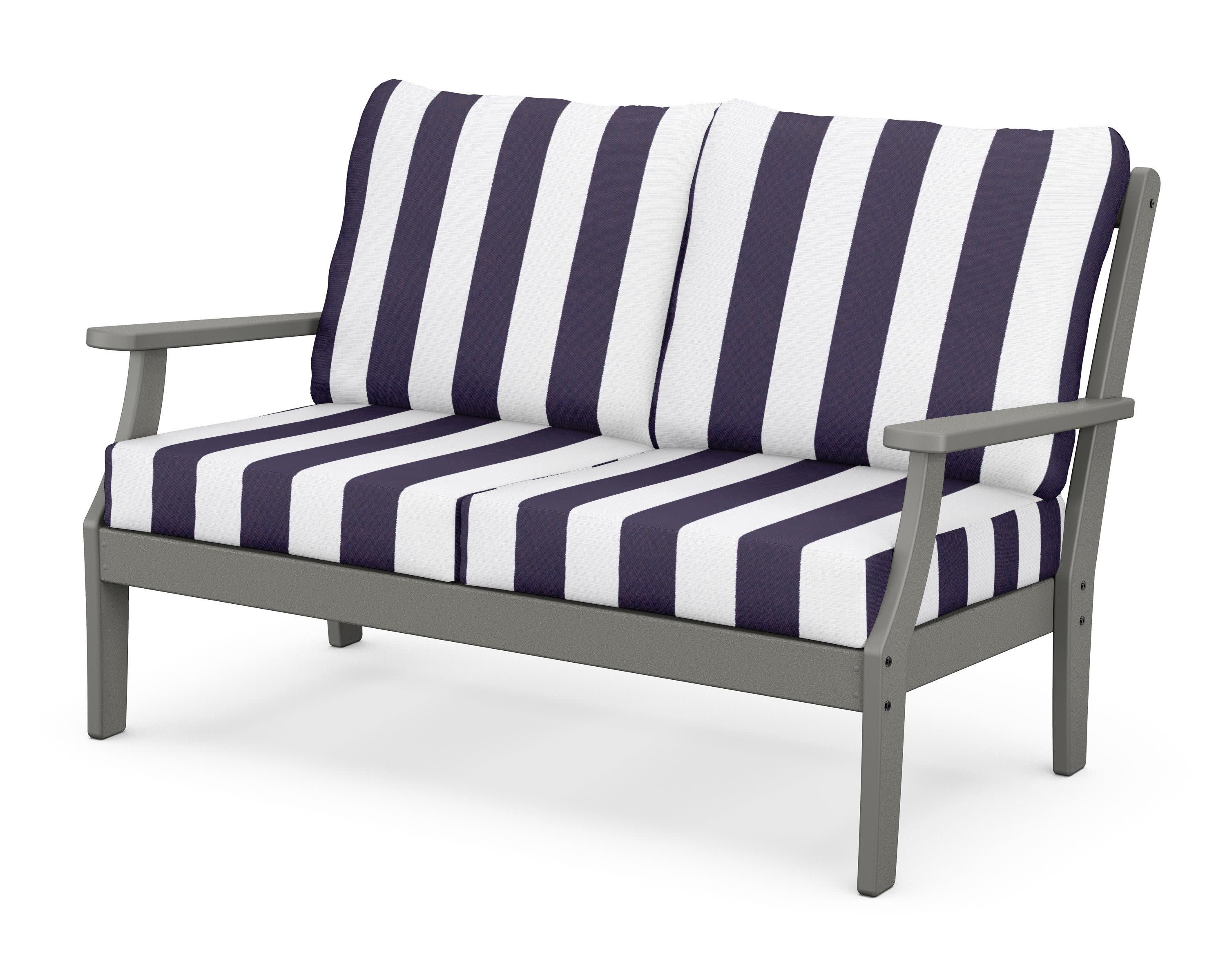 Braxton Deep Seating Loveseat in Slate Grey / Cabana Stripe Navy