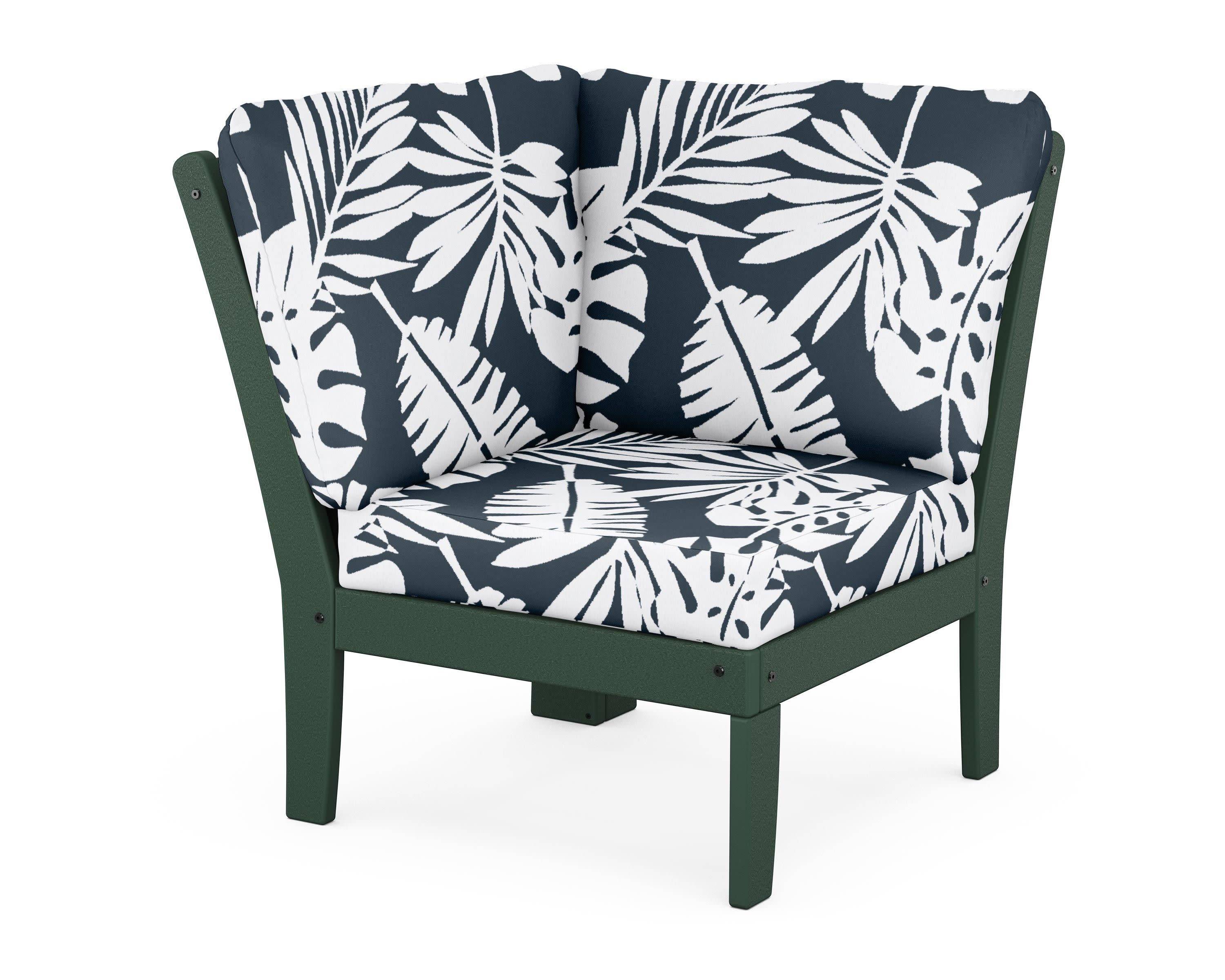 Braxton Modular Corner Chair in Green / Leaf Marine Indigo