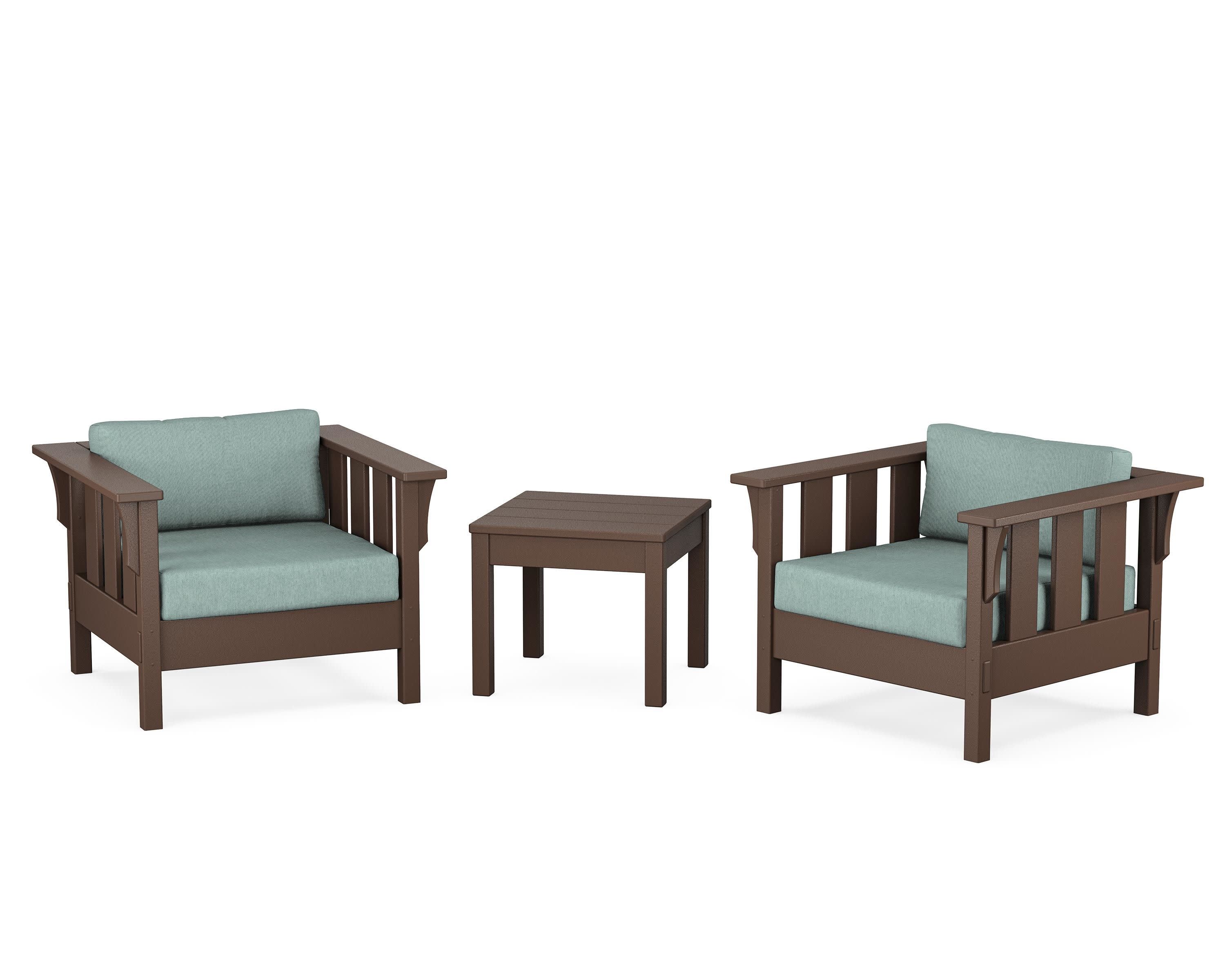 Acadia 3-Piece Deep Seating Set in Mahogany / Glacier Spa