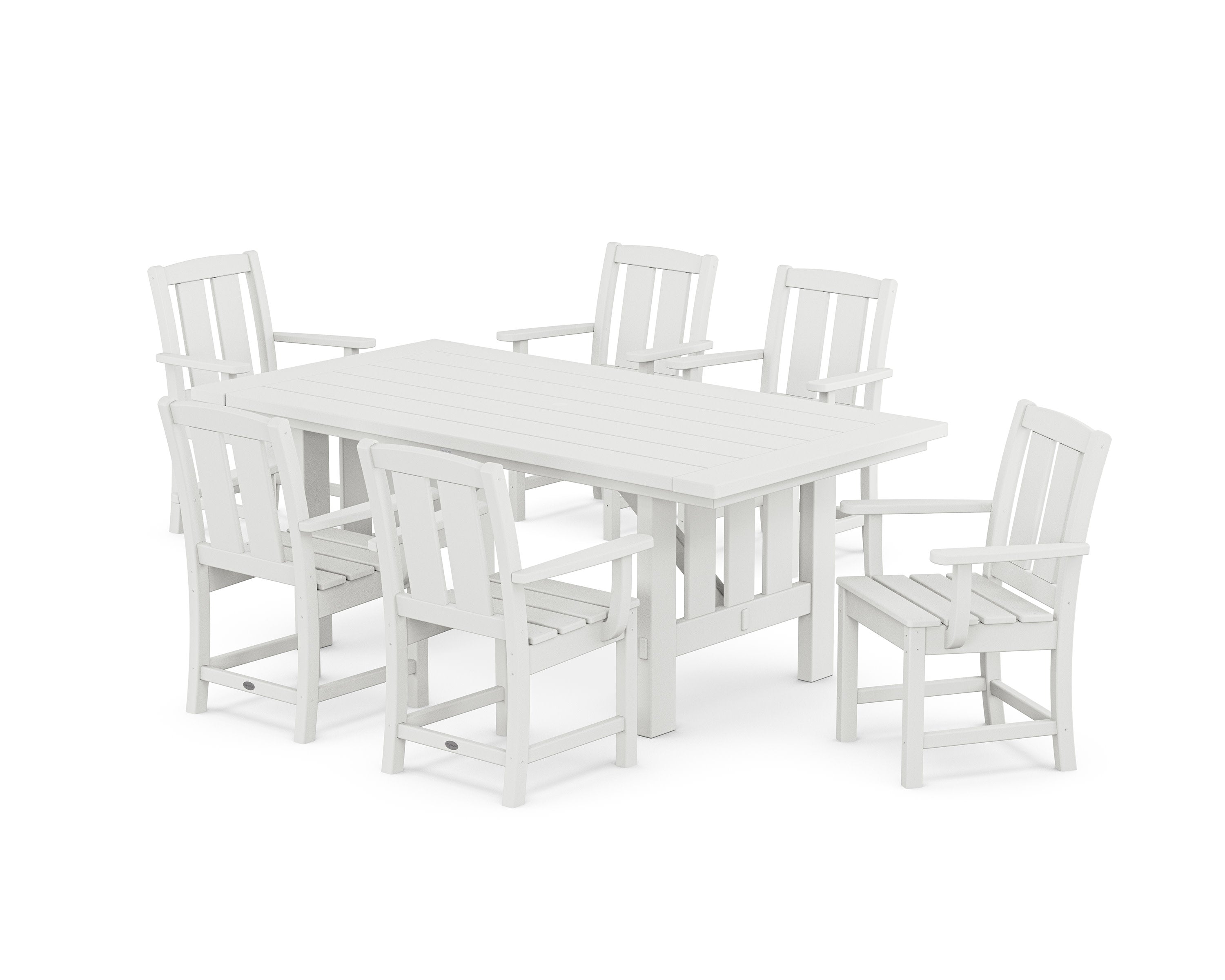 Mission Arm Chair 7-Piece Mission Dining Set in White