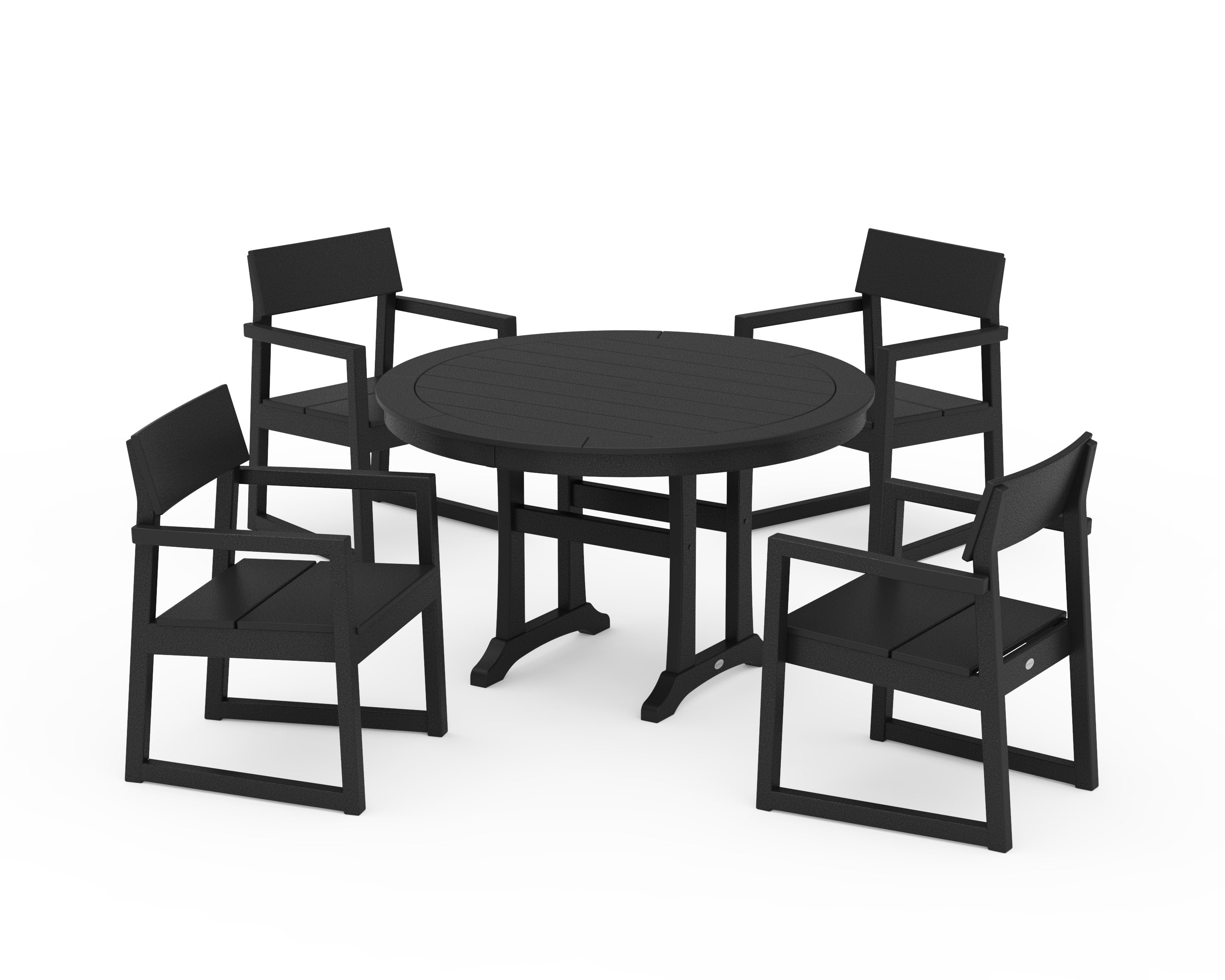 EDGE 5-Piece Round Dining Set with Trestle Legs in Black